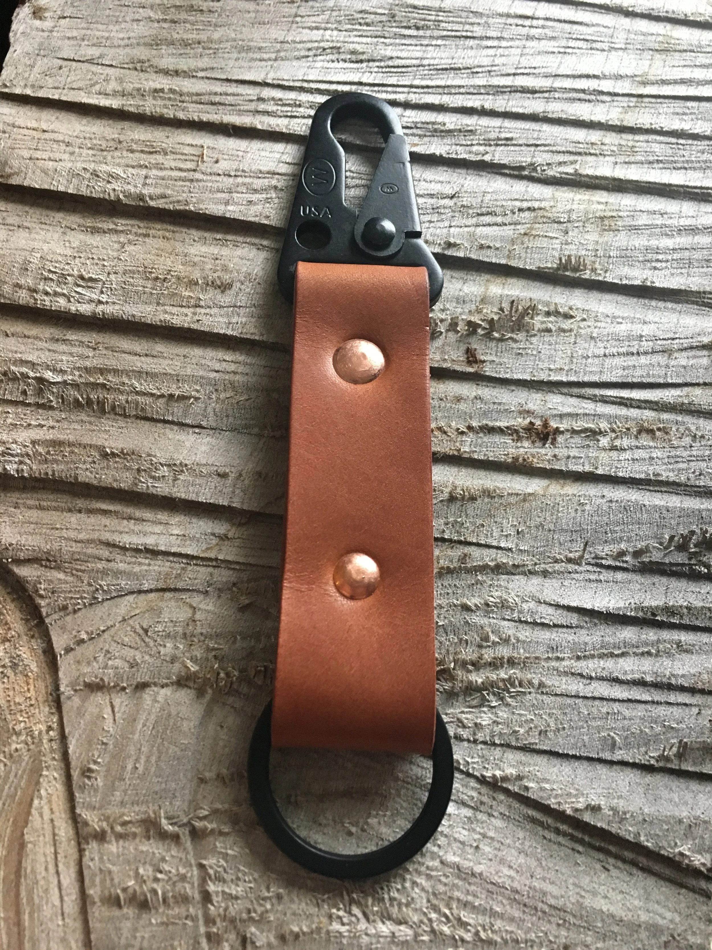 Military Key Clip - Medium Brown