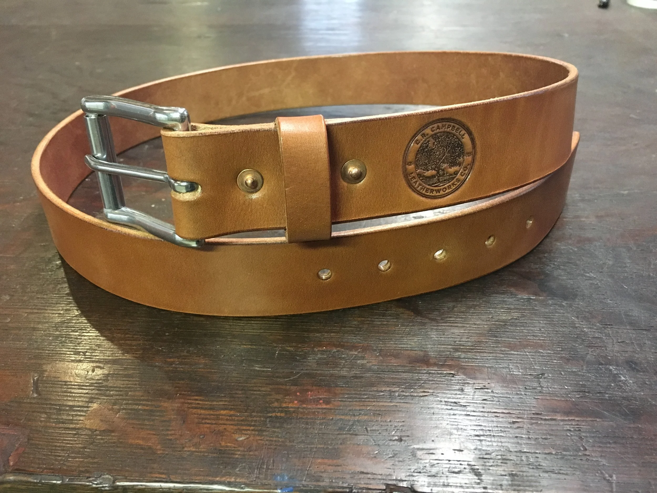 Traditional Handmade Work Belt - Medium Brown