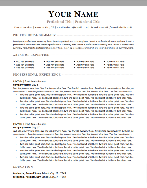Resume Templates — Certified Resume Strategist