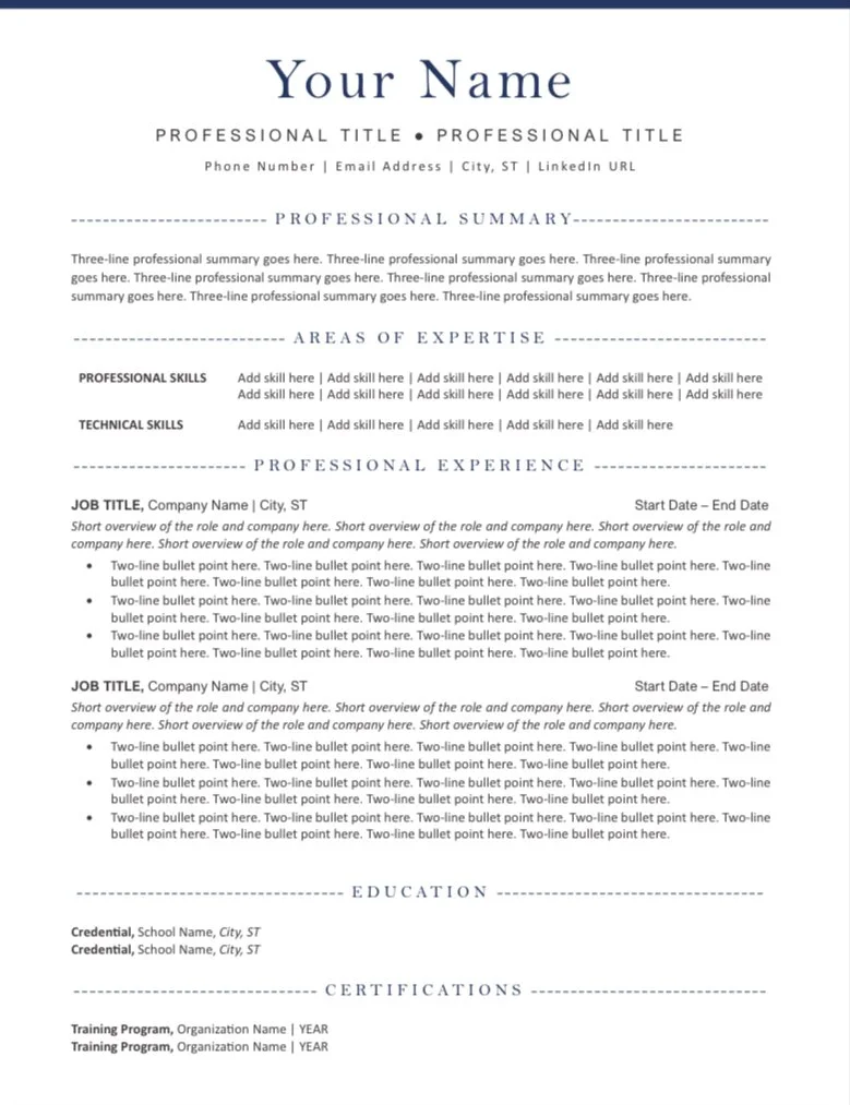 Resume Templates Certified Resume - Resume Template 8 (new) 