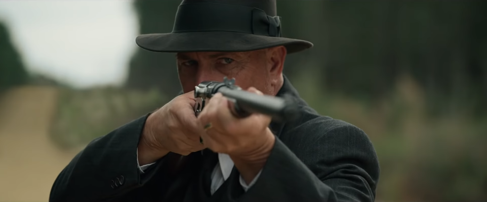 Kevin Costner as Texas Ranger Frank Hamer in The Highwaymen