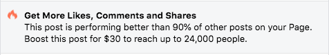 Facebook Ads Boost Notification