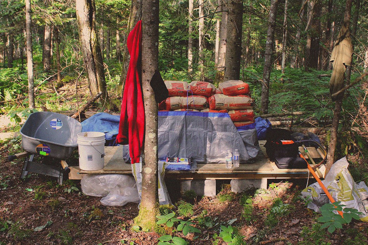 All of the building materials stacked together during the building process