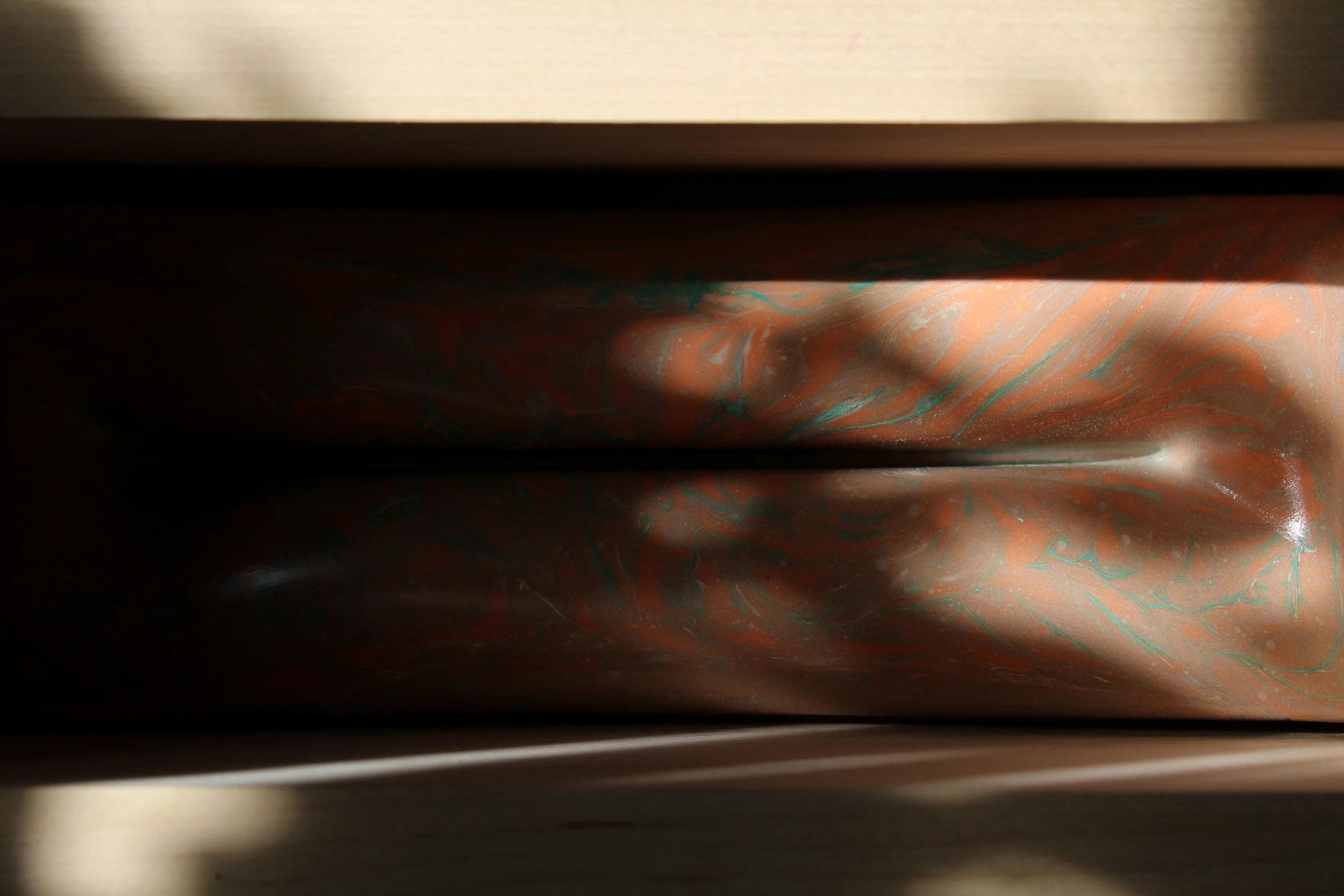 Jewelry box interior, with fabric-formed slot