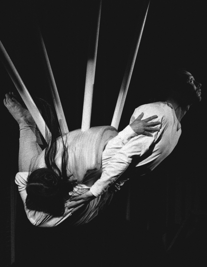 Dance performance using elevated dance prop designed from 3D scans of the dancers bodies