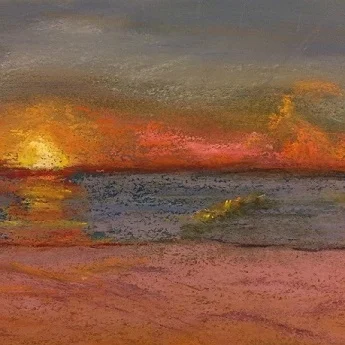 Sunrise in Ocean City, Maryland Unframed, 7x7 Pastel, $200