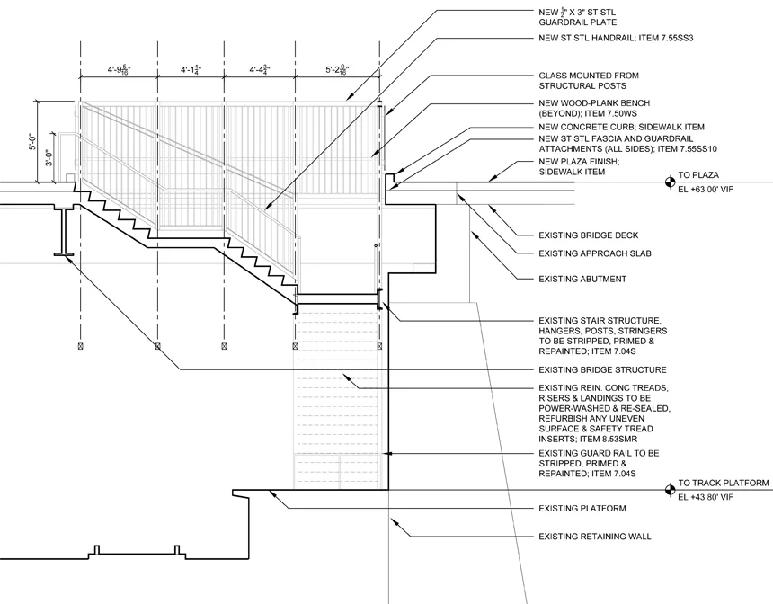 Stairwell to Metro-North Railroad Train Station Platform