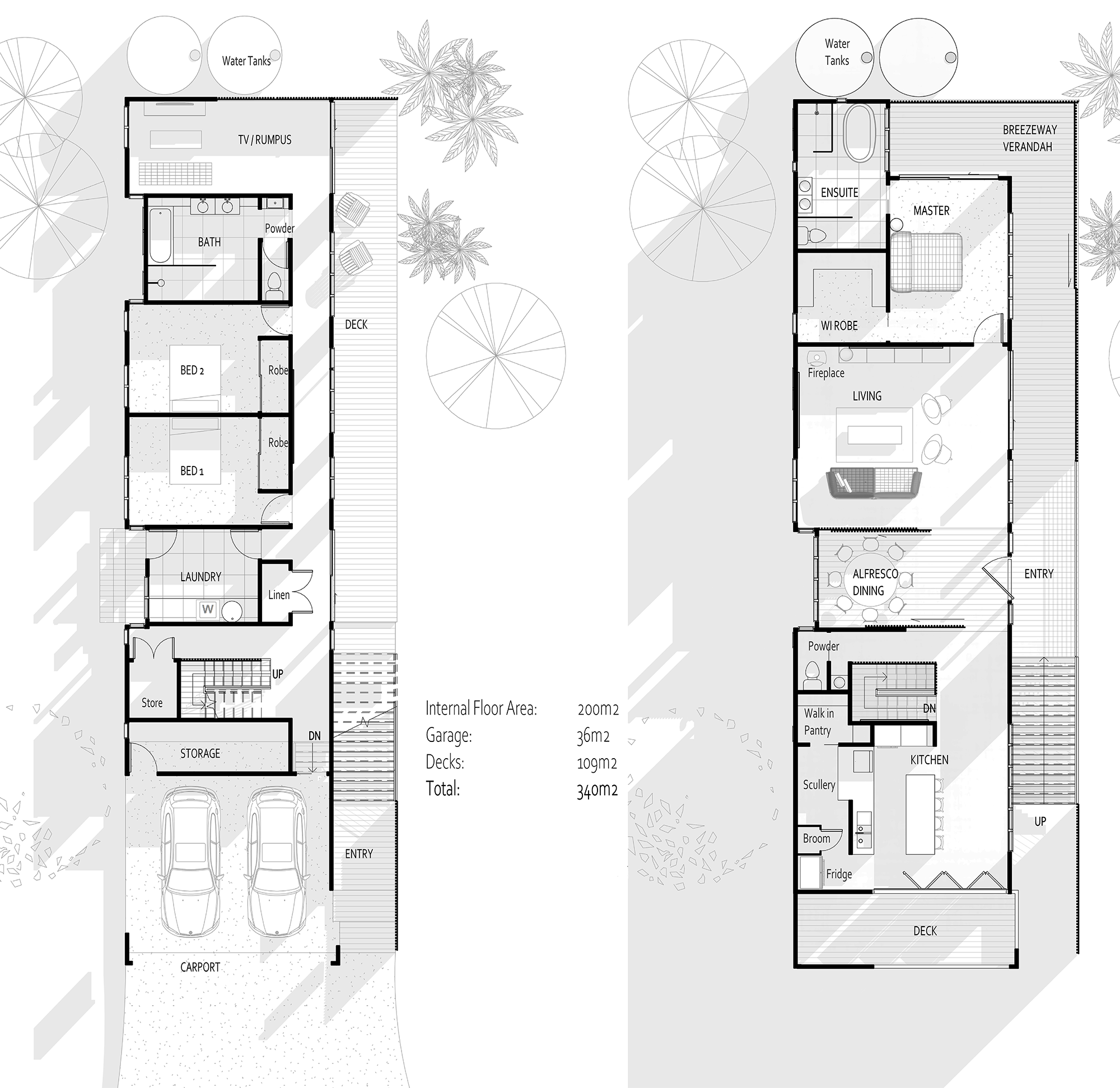 Modernist PLAN (both levels).png