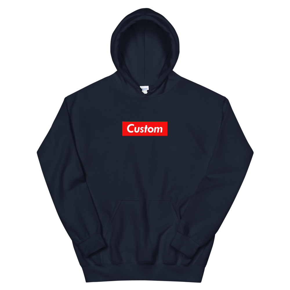 Red Box Logo on Blue Navy Hoodie 