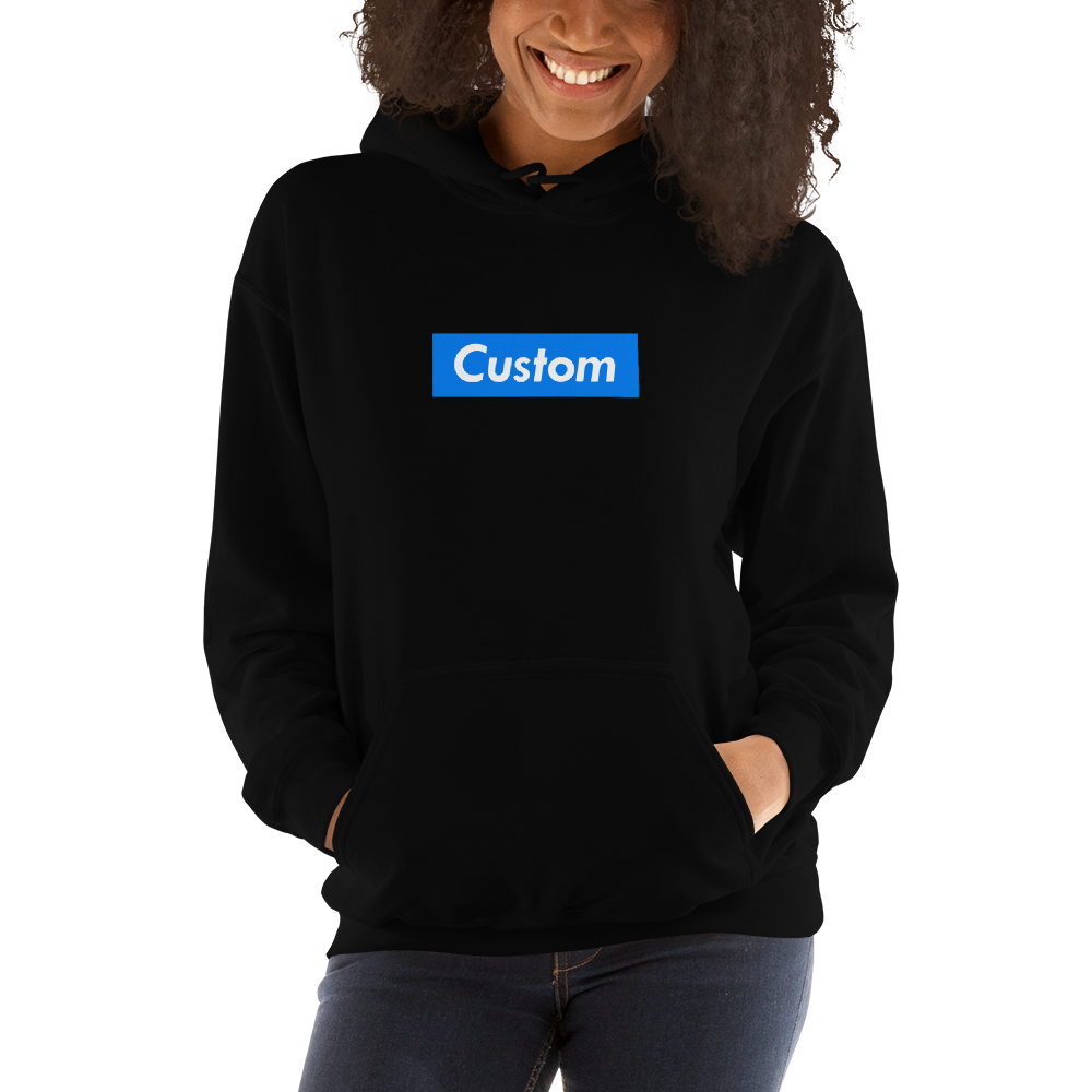 Blue Box Logo on Black Hoodie | Custom 
