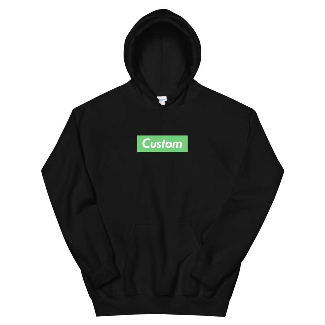 Lime Green Box Logo on Black Hoodie 