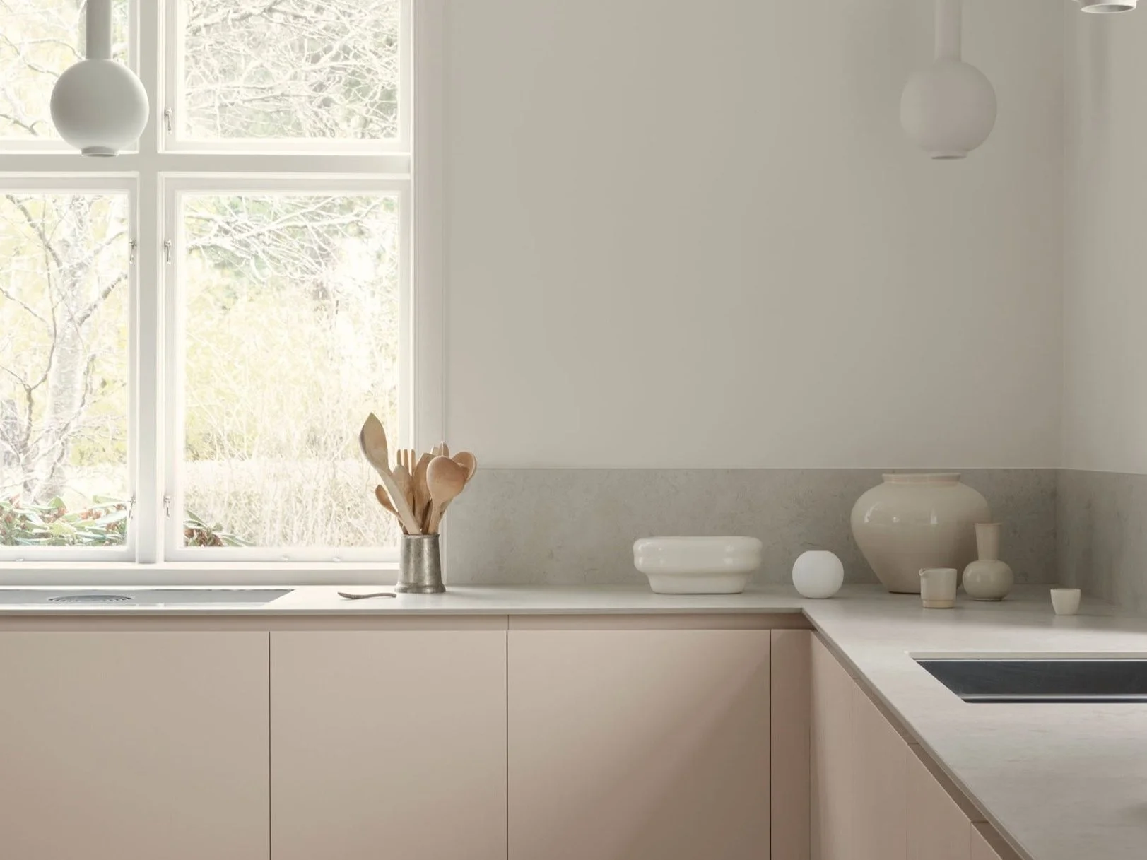 Det stilrena, rosa designköket