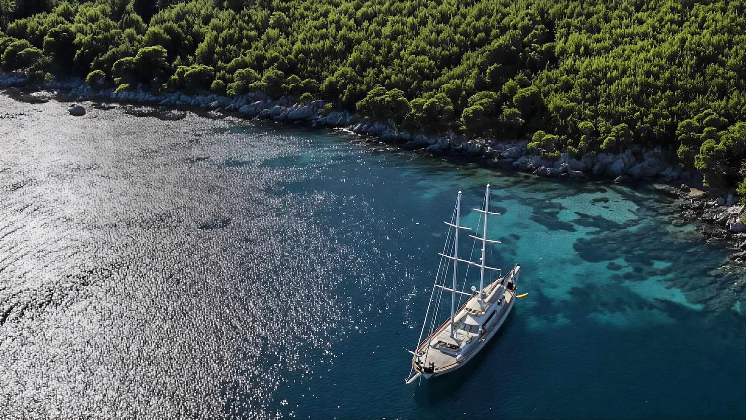 Gulet cruising along the Turkish Turquoise Coast in autumn