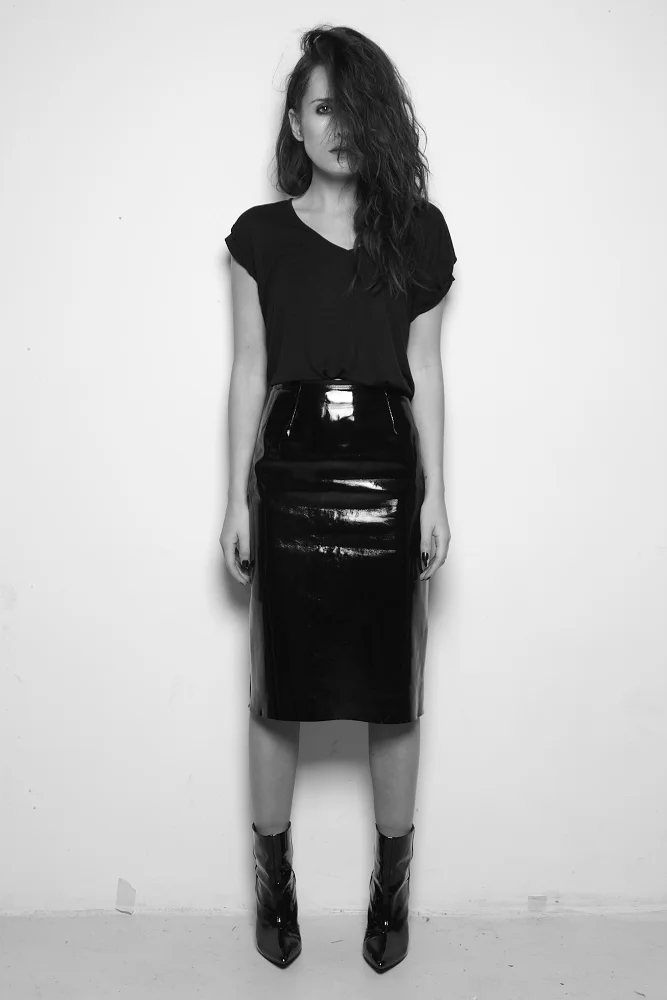 PVC pencil skirt