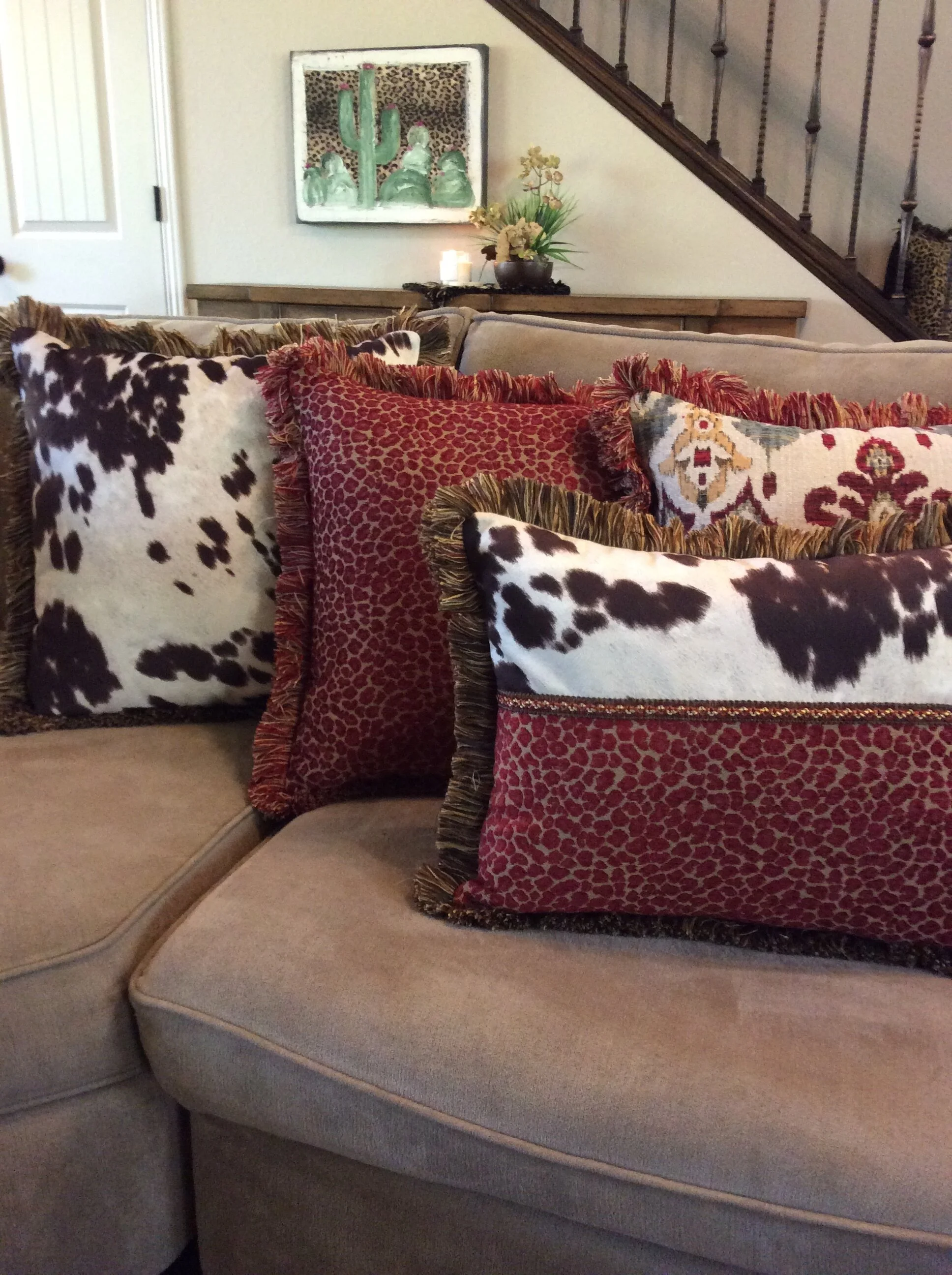 faux cow print pillows