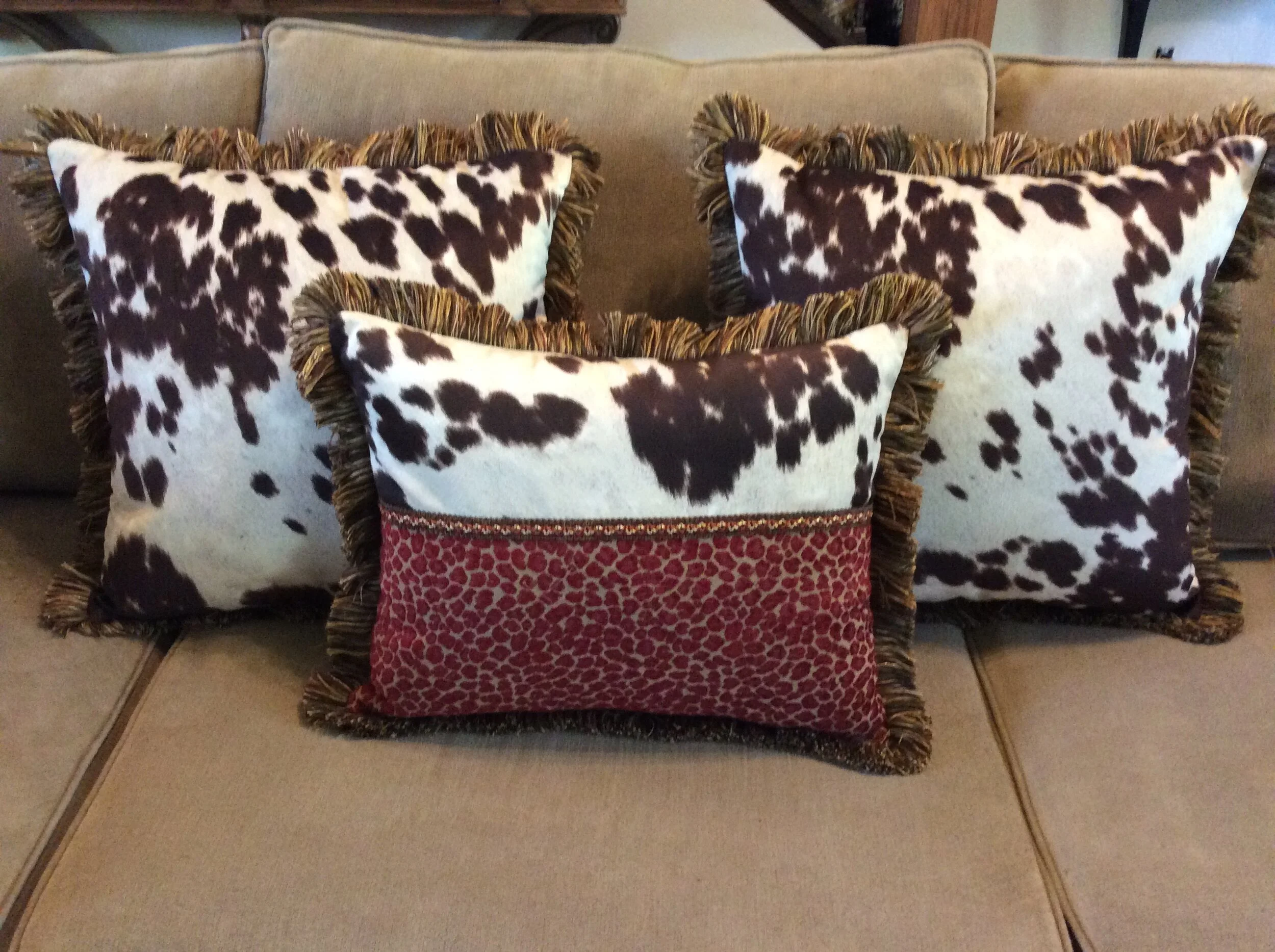 faux cow print pillows