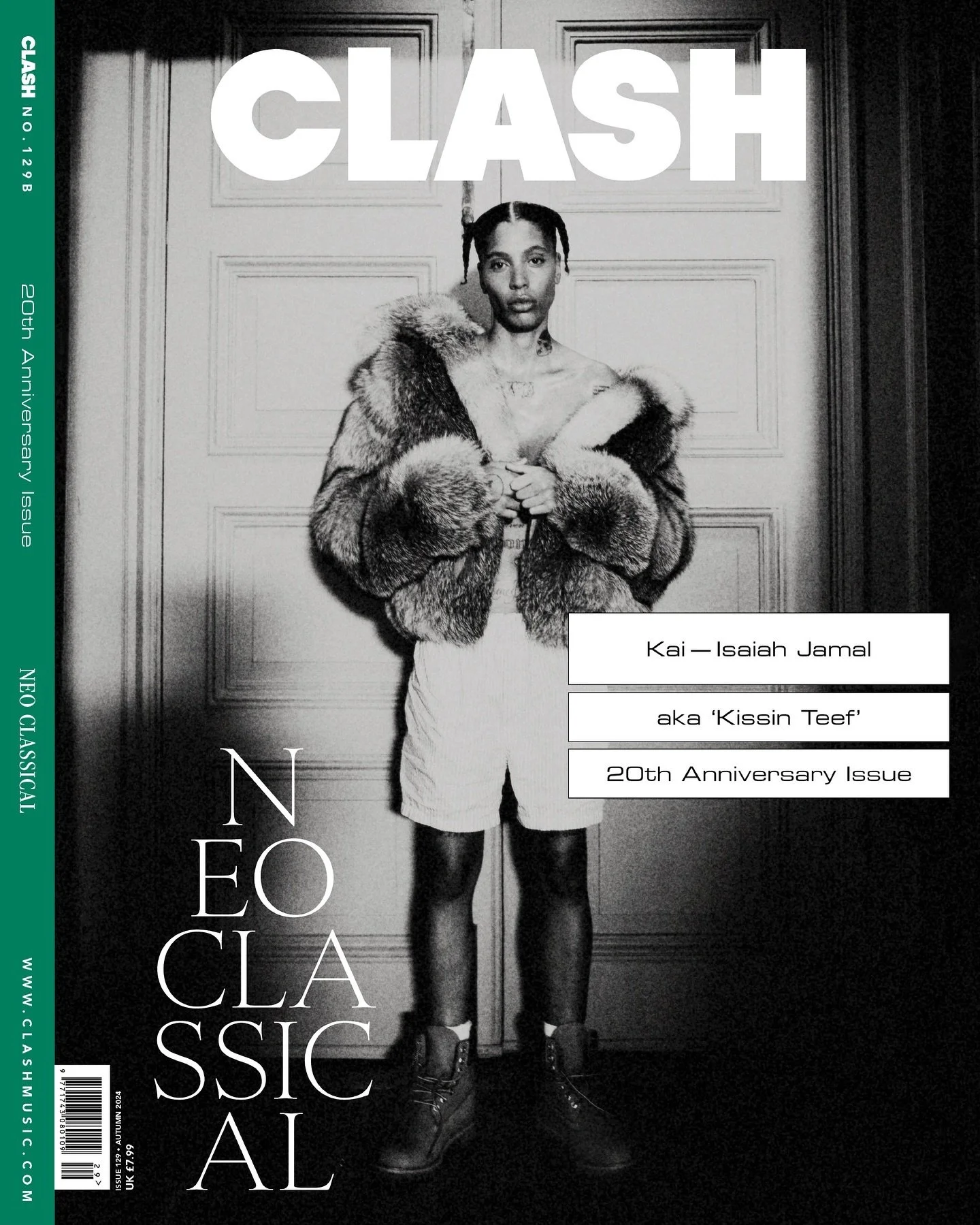 Kai-Isaiah Jamal is the first face of CLASH 129.

A meteor across a dark sky, Kai-Isaiah Jamal is lighting up modern culture with their grace, tenacity, and style. The first trans model to be nominated for Model Of The Year at the 2023 British Fashio