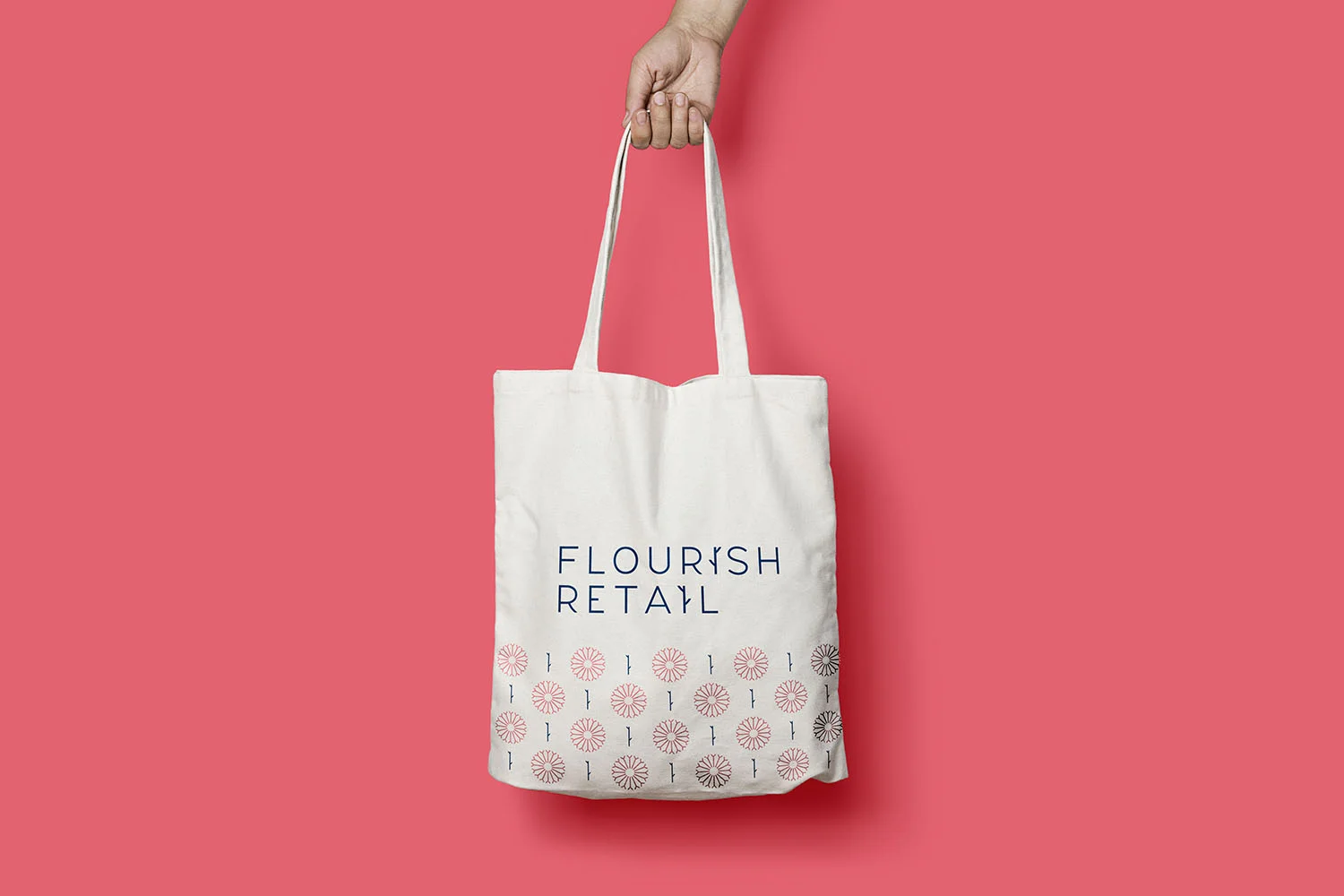 Portfolio project: Flourish Retail canvas bag design | Beehive Green Design Studio
