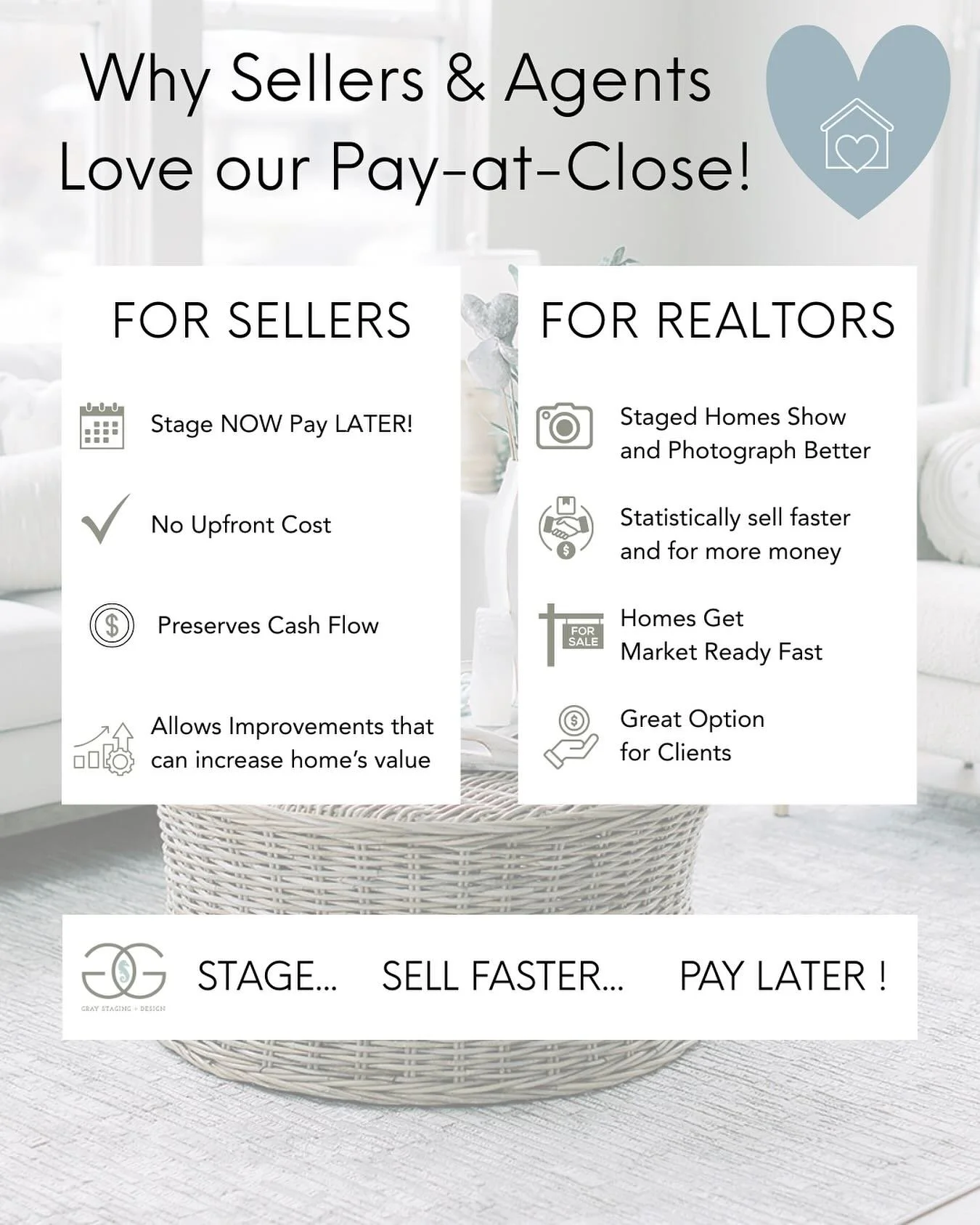 Did you know we offer a Pay at Close option for homeowners? 🏠This has been a BIG Game Changer and wanted to share some info!🛋️ DM or contact is with our link in Bio above!