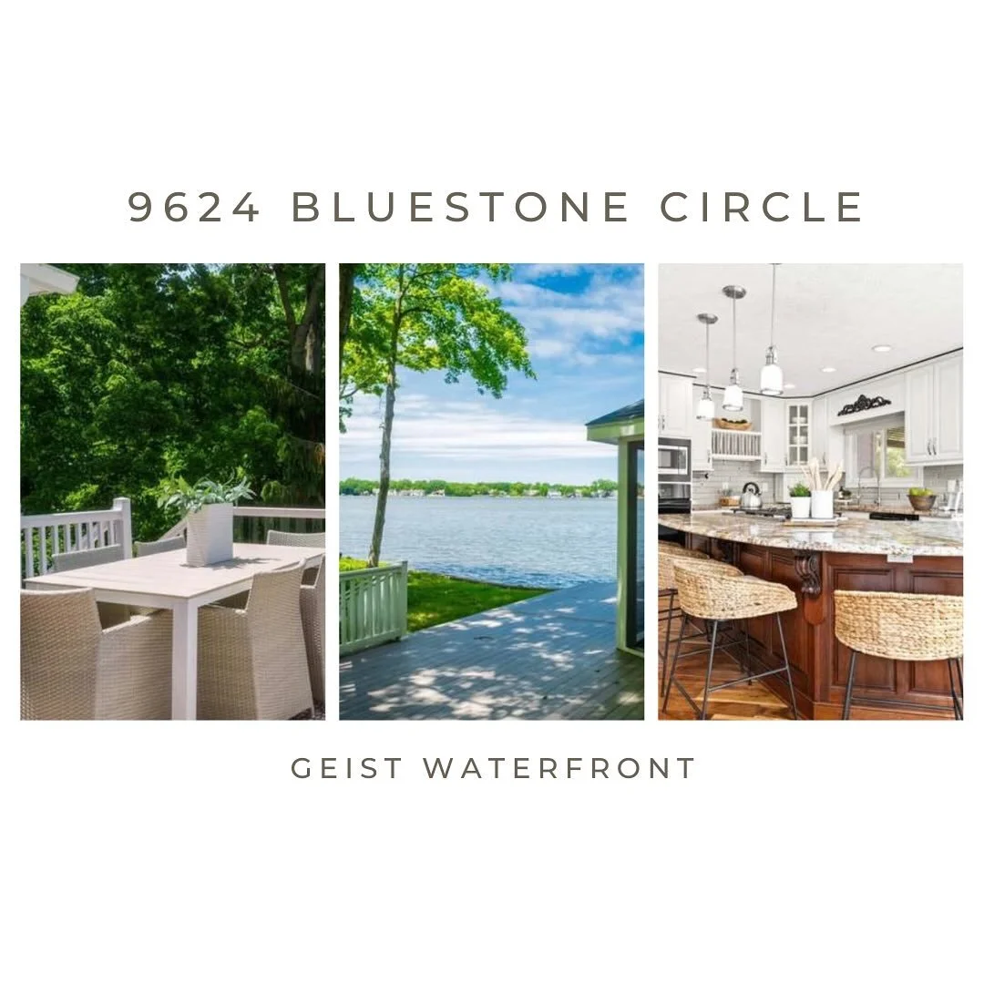 This beautiful home on Geist was a fun one to stage with so many outdoor living areas! It is right on the water and has so many trees!  If you are looking for lakefront living-check this one out!  9264 Bluestone Circle has
5 bedrooms 🛌 
4.5 bathroom