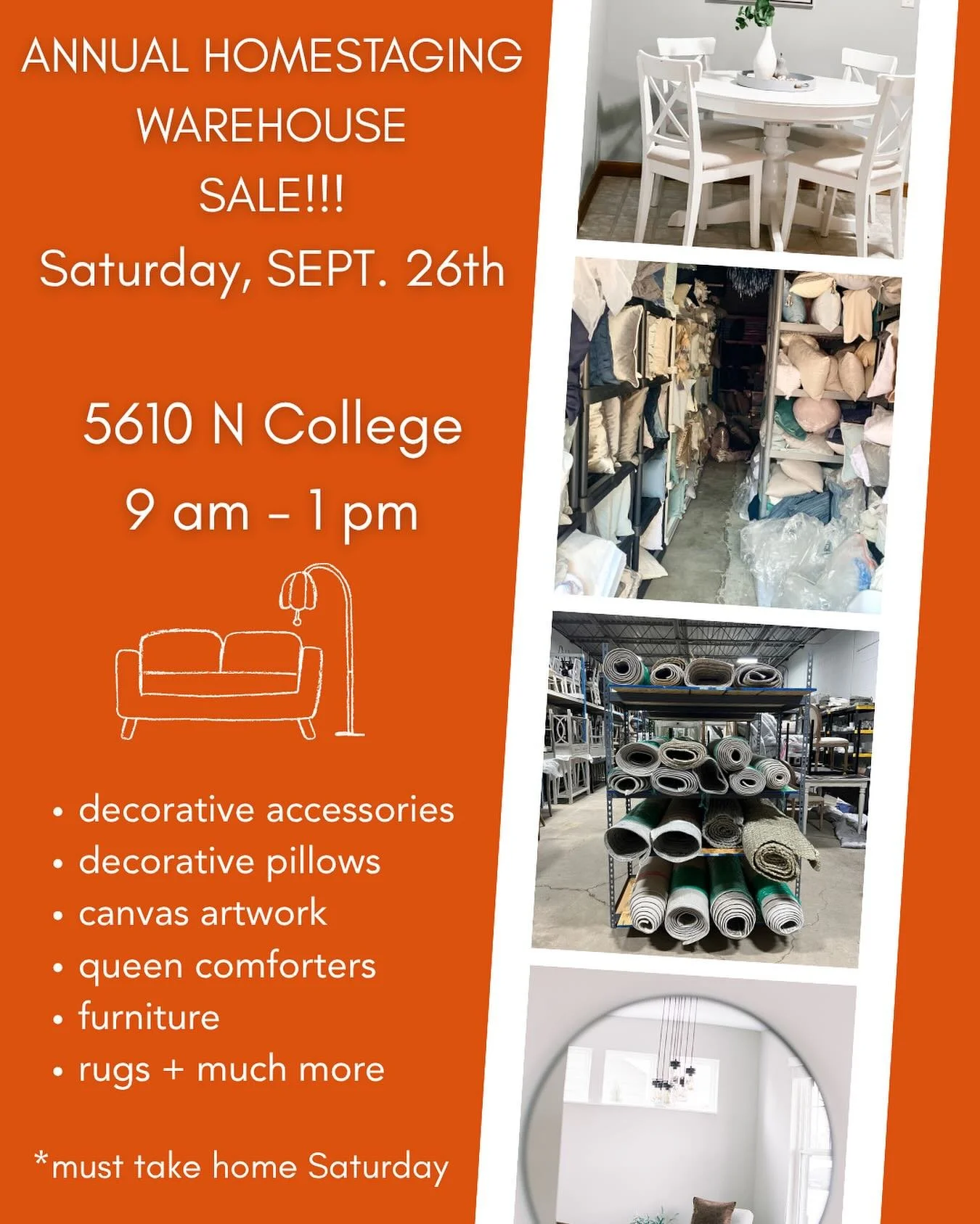 This Saturday we will be having our warehouse sale and the weather looks fantastic! Please no Early Birds!  Lots of great things barely used! 9 am-1 pm!