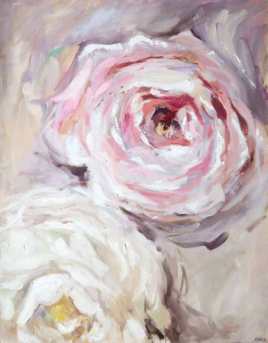 Rose Oil Painting Abstract Art // "Elegance" 24 x 30" Canvas