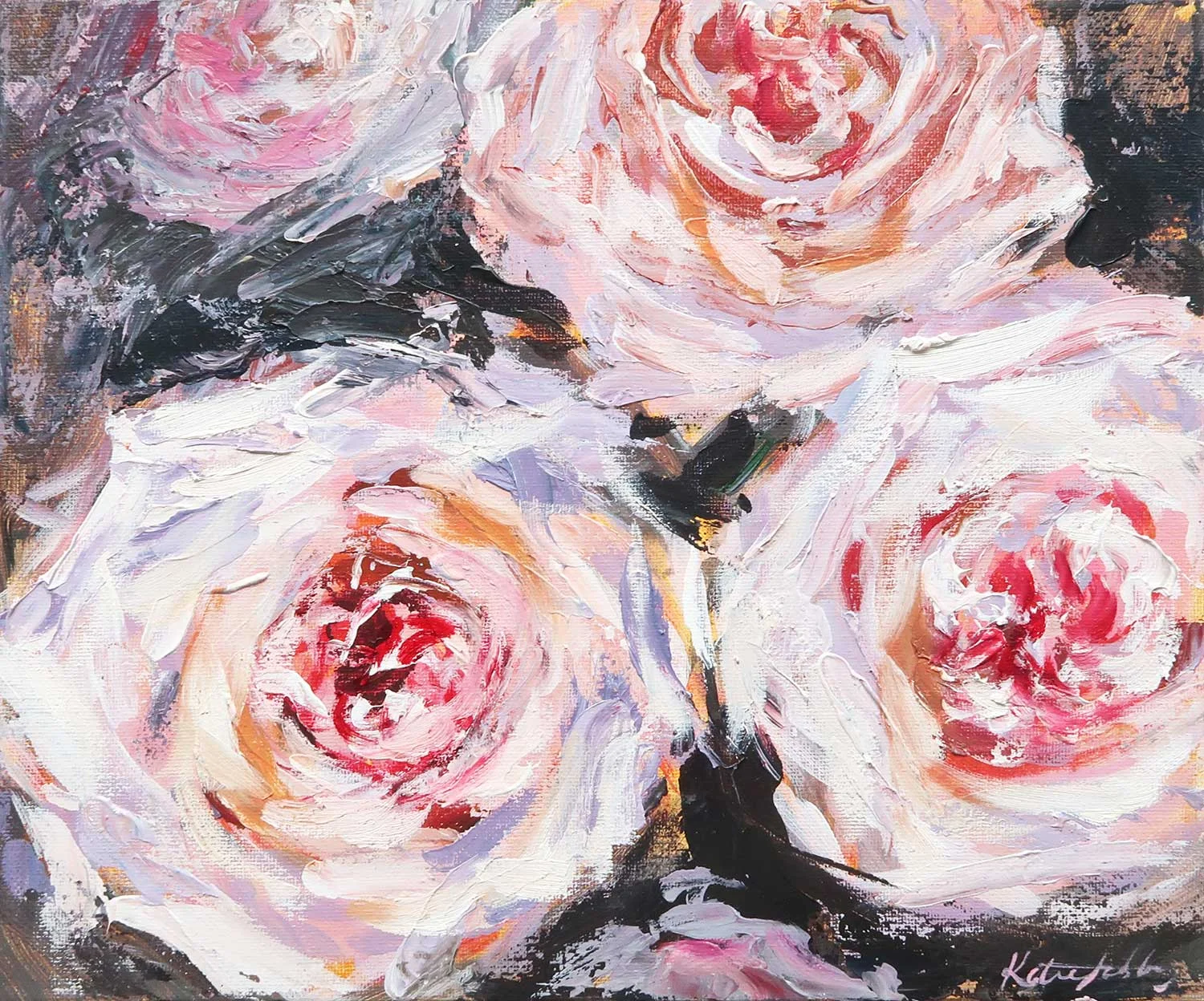 Rose Painting Art 10x12" 'Love Bloomed' Oil Little Painting on Canvas