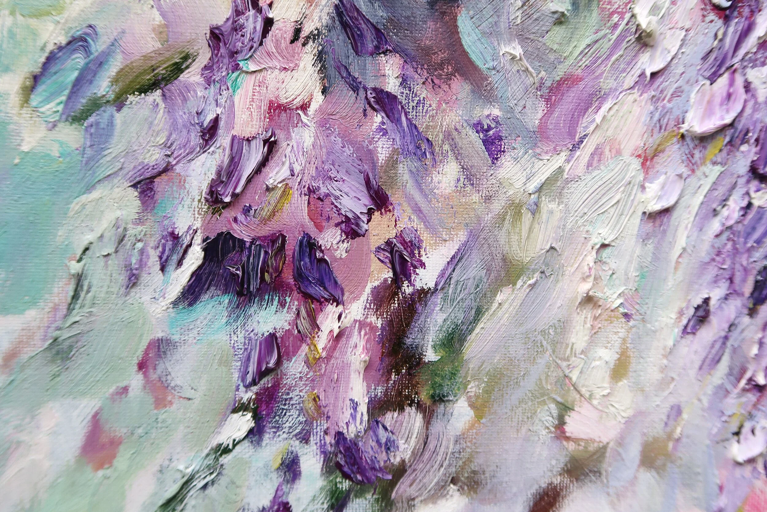 Wisteria Oil Painting Abstract Art Original // "Haven" 16 x 16" Canvas   Katie Jobling