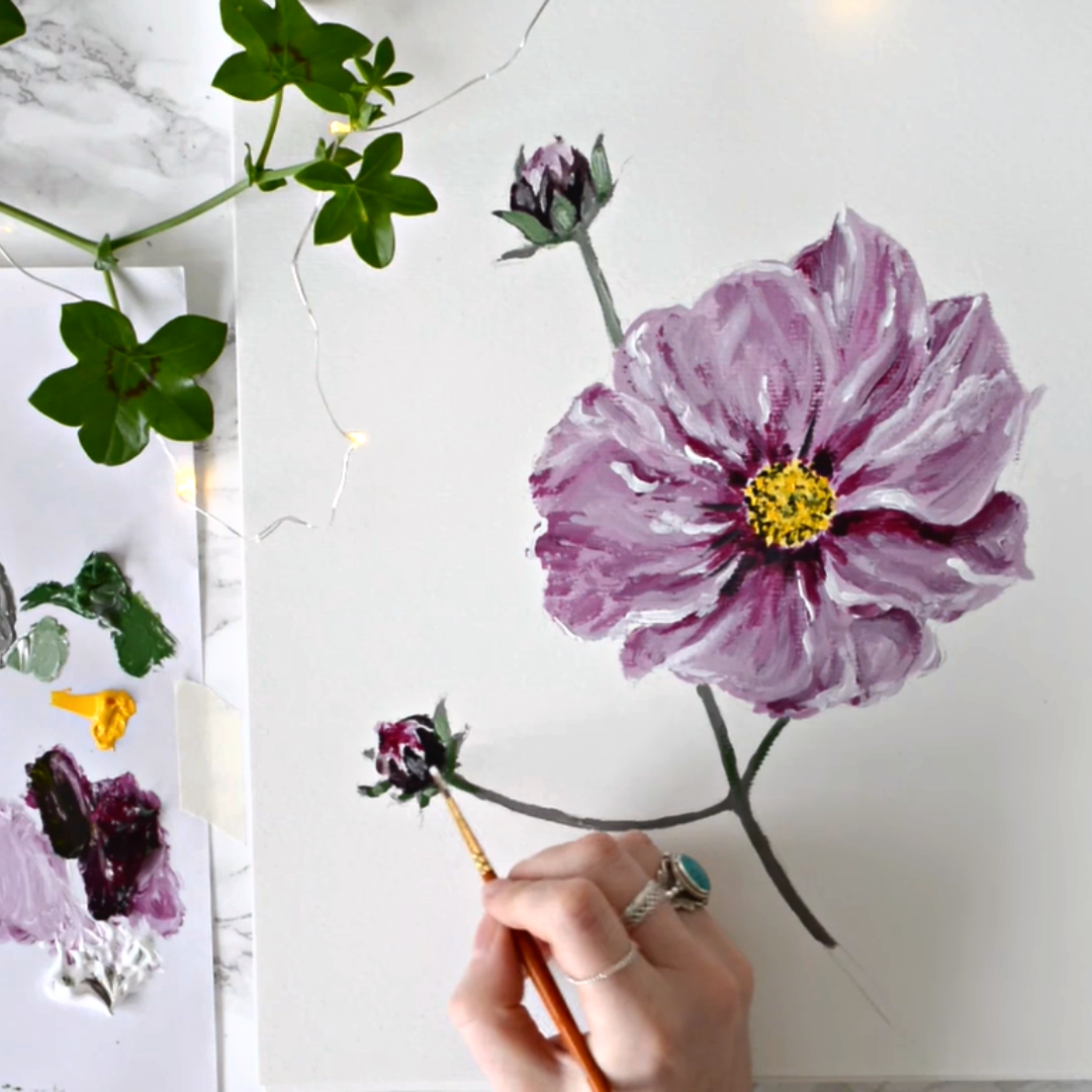 How to PAINT ANY FLOWER | Drawing, Layers &amp; Tones 🌼