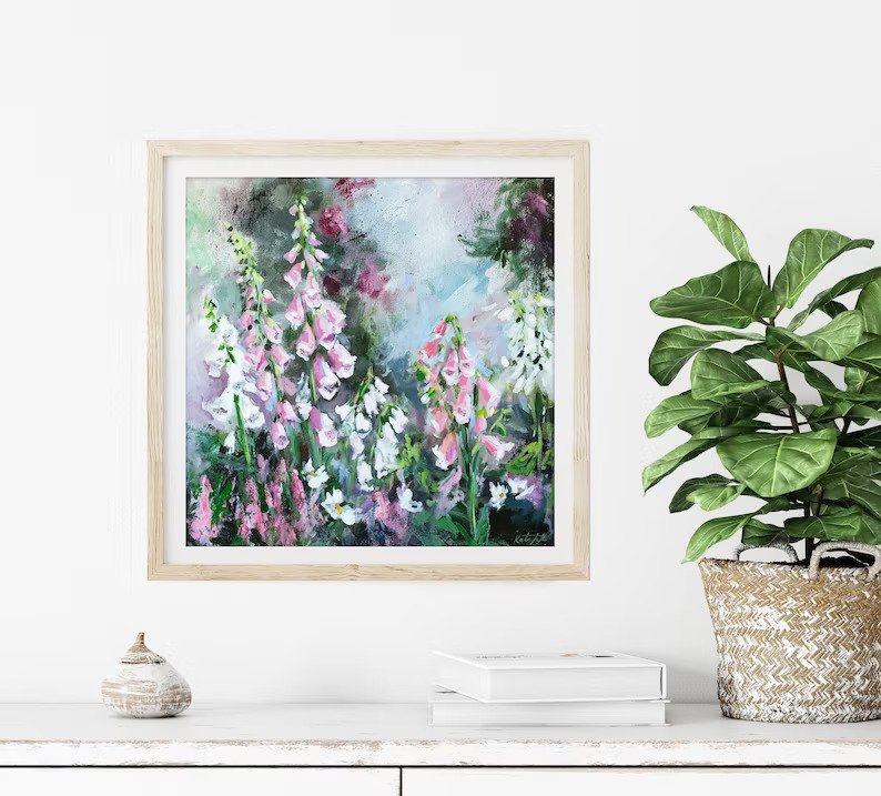 Foxgloves Painting "Surround Me" Giclee Floral Fine Arts Print by Katie Jobling