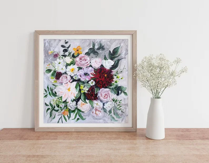 Flower Art Print "Efflorescence" Floral Acrylic Painting by Katie Jobling