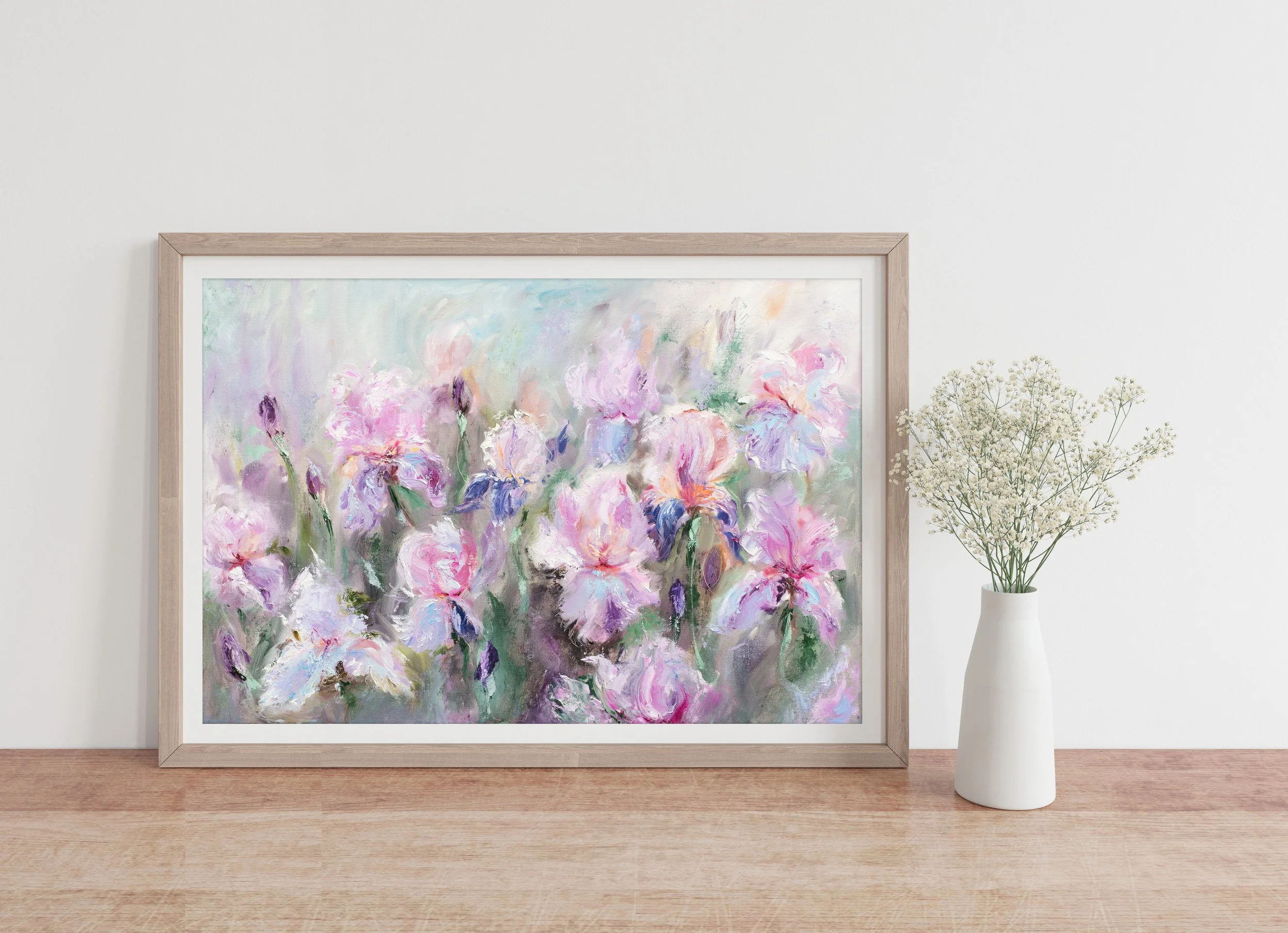 Iris Garden Print "Garden For You" Botanical Wall Art, Iris Painting