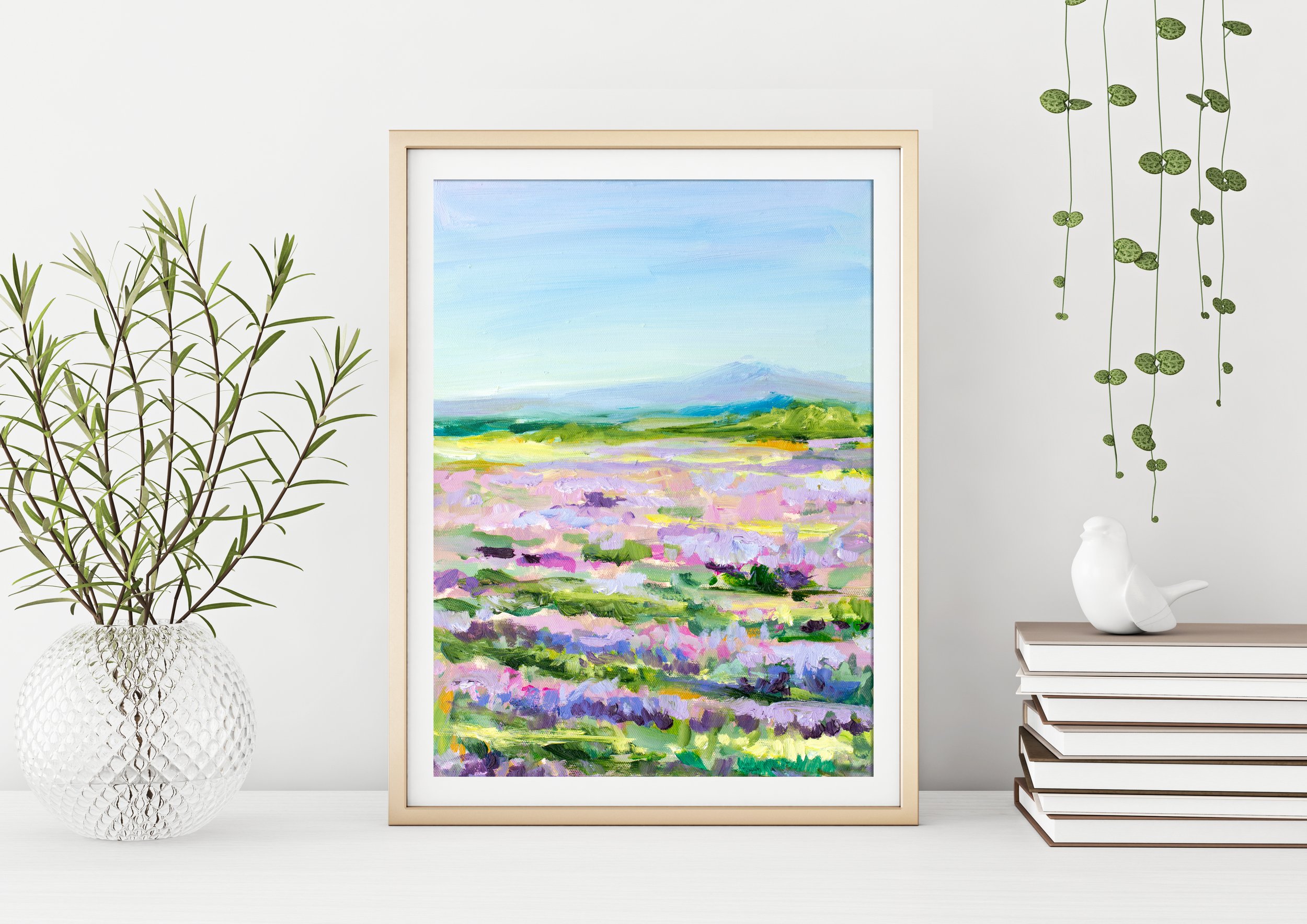 Lavender Fields Print, Landscape Scenery Wall Art, Lavender Decor