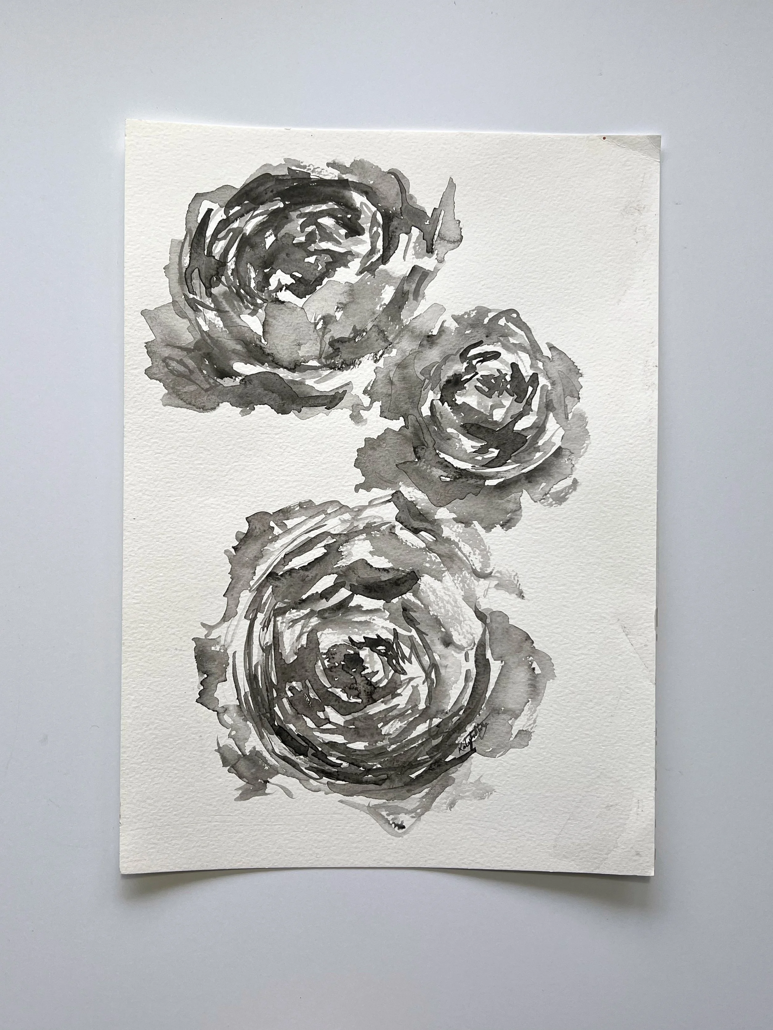 Ink Roses on Paper 10x14"
