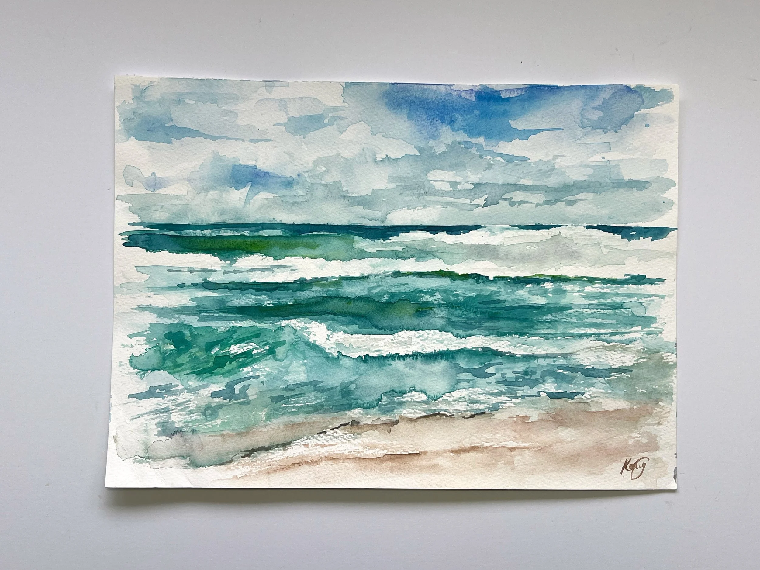 Watercolour Seascape on Paper 10x14"