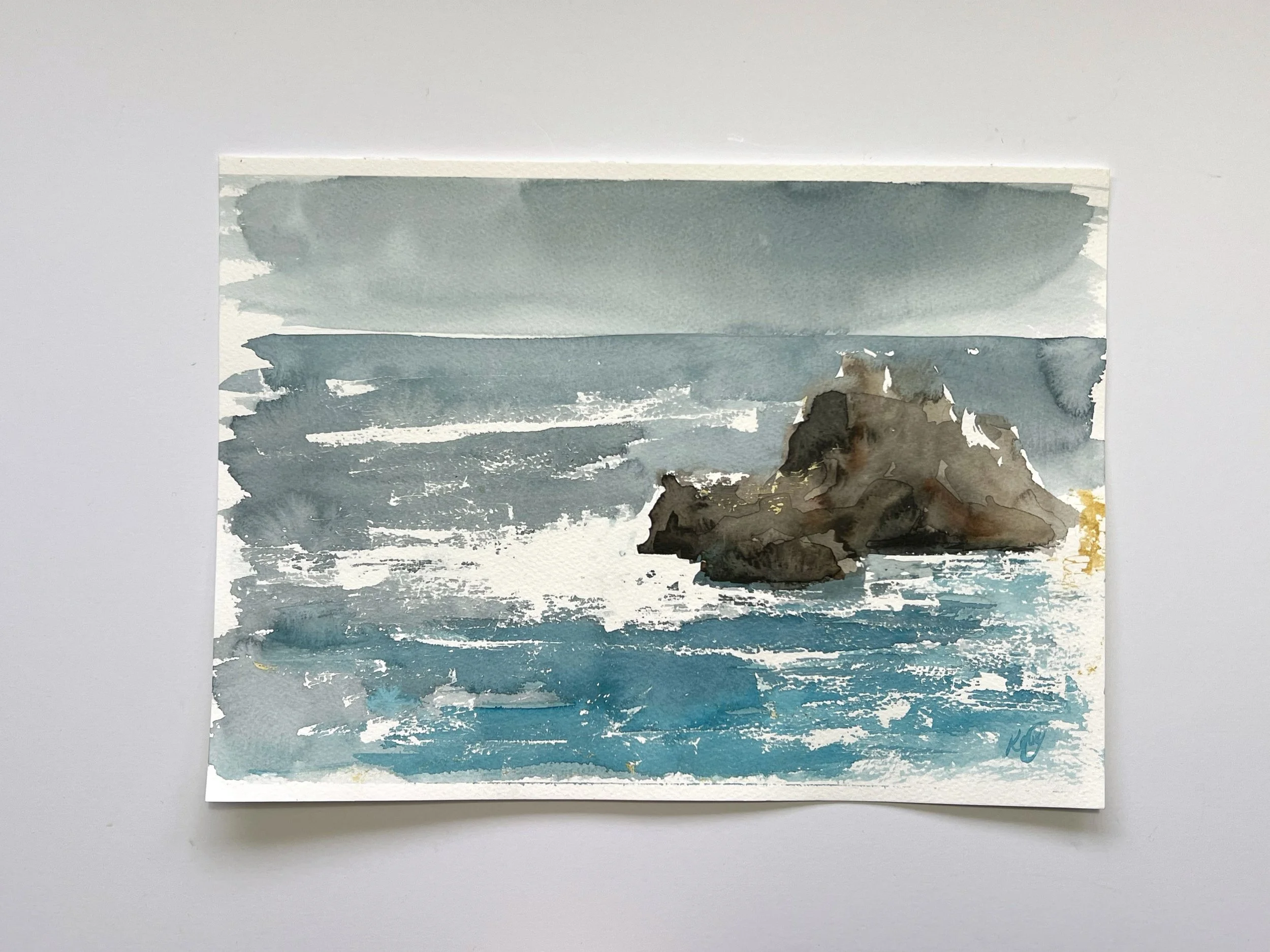 Watercolour Seascape on Paper 10x14"