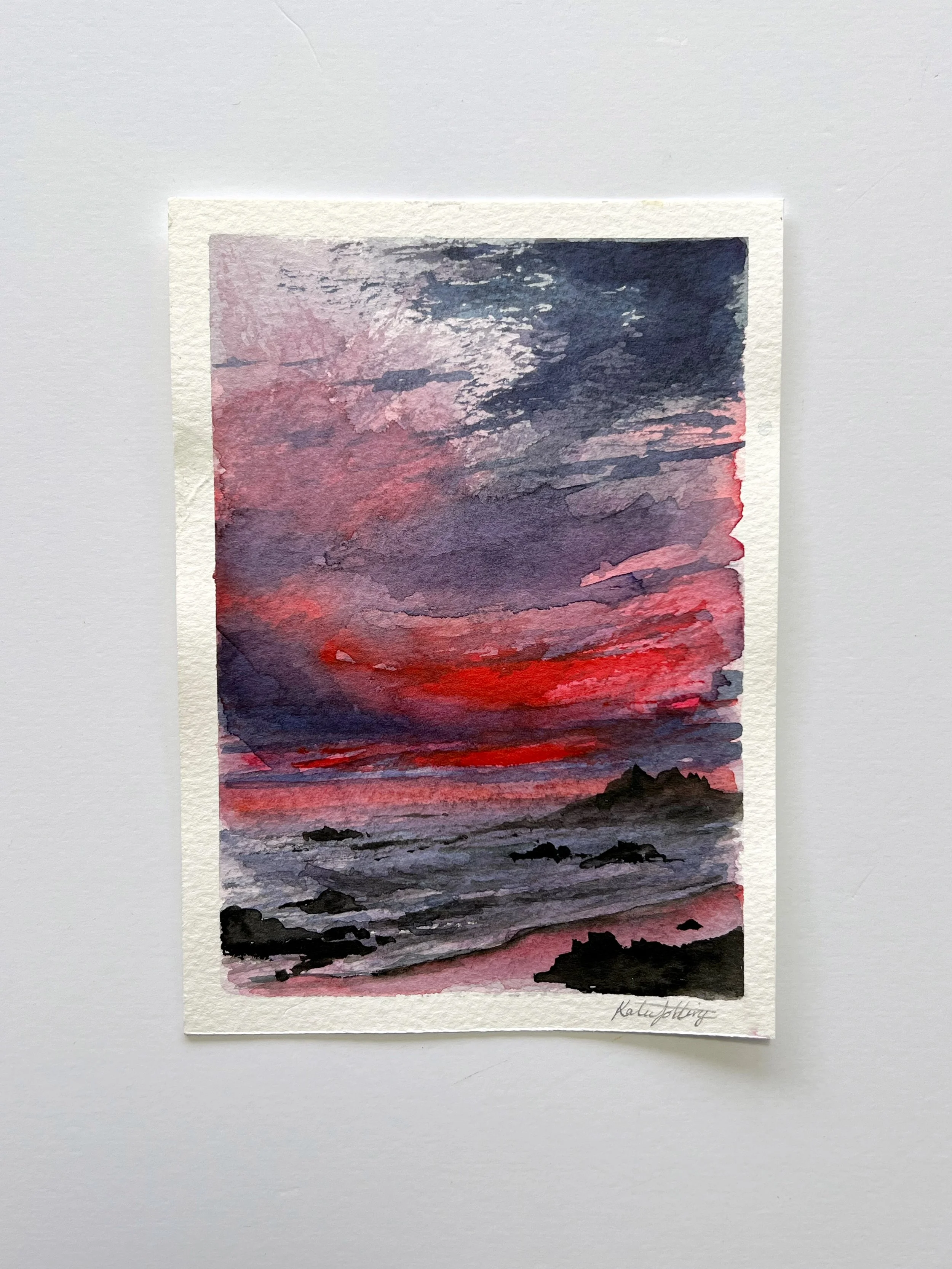 Watercolour Seascape on Paper 5x7"