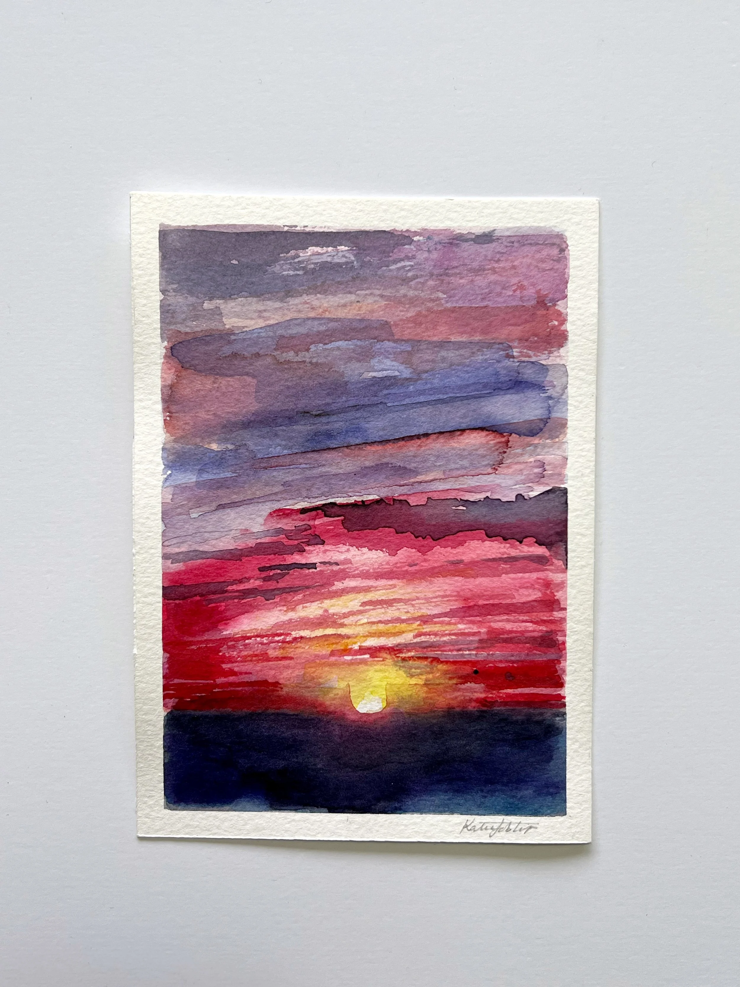 Watercolour Seascape on Paper 5x7"