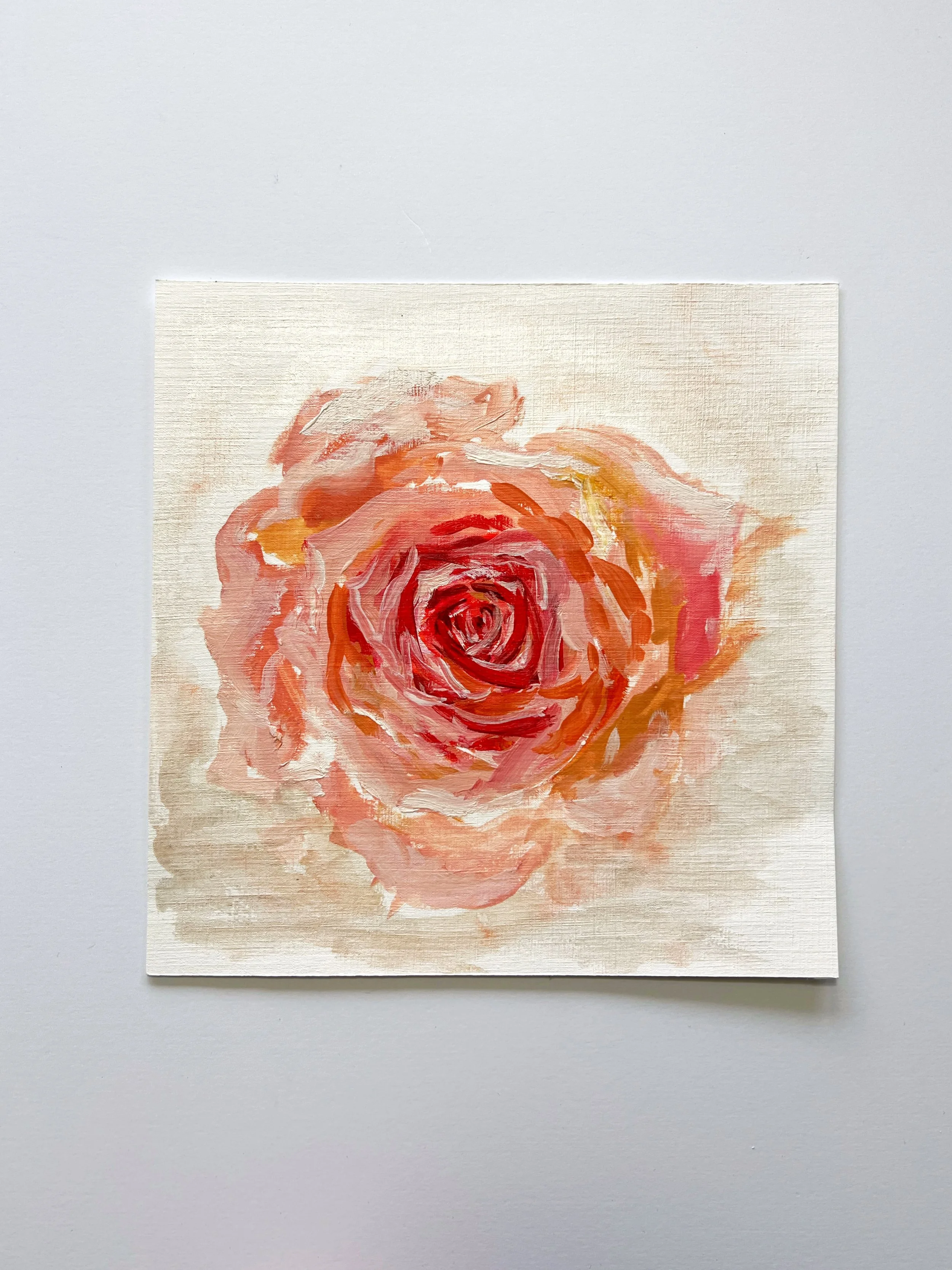Rose Oil Painting on Paper 9x9"
