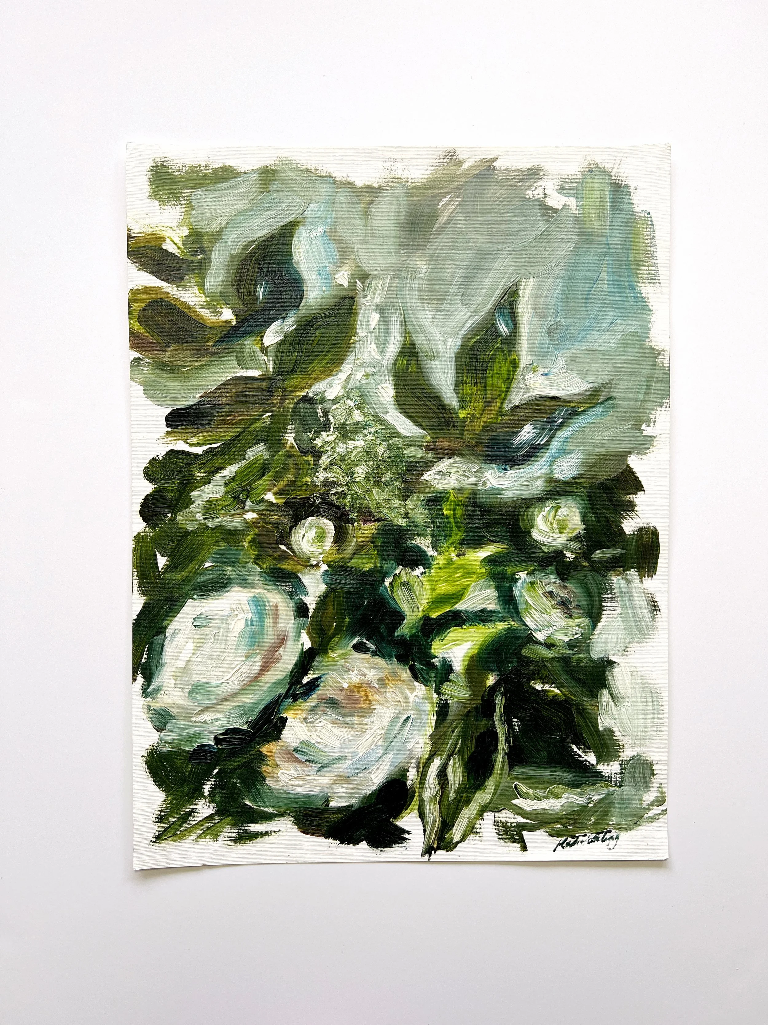 Floral Oil Painting Sketch on paper 12x16"