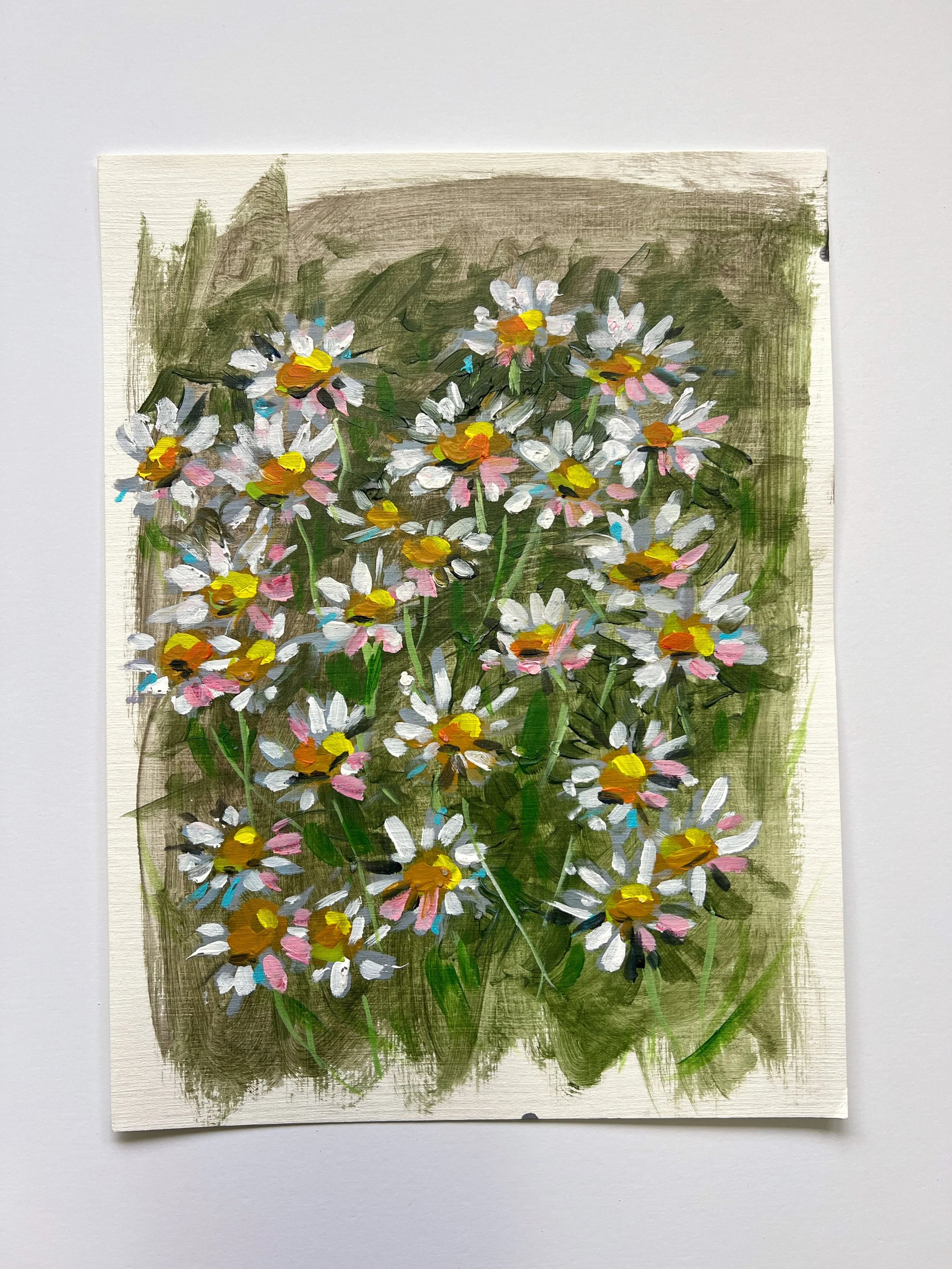 Daisy Acrylic Painting on paper 12x9"