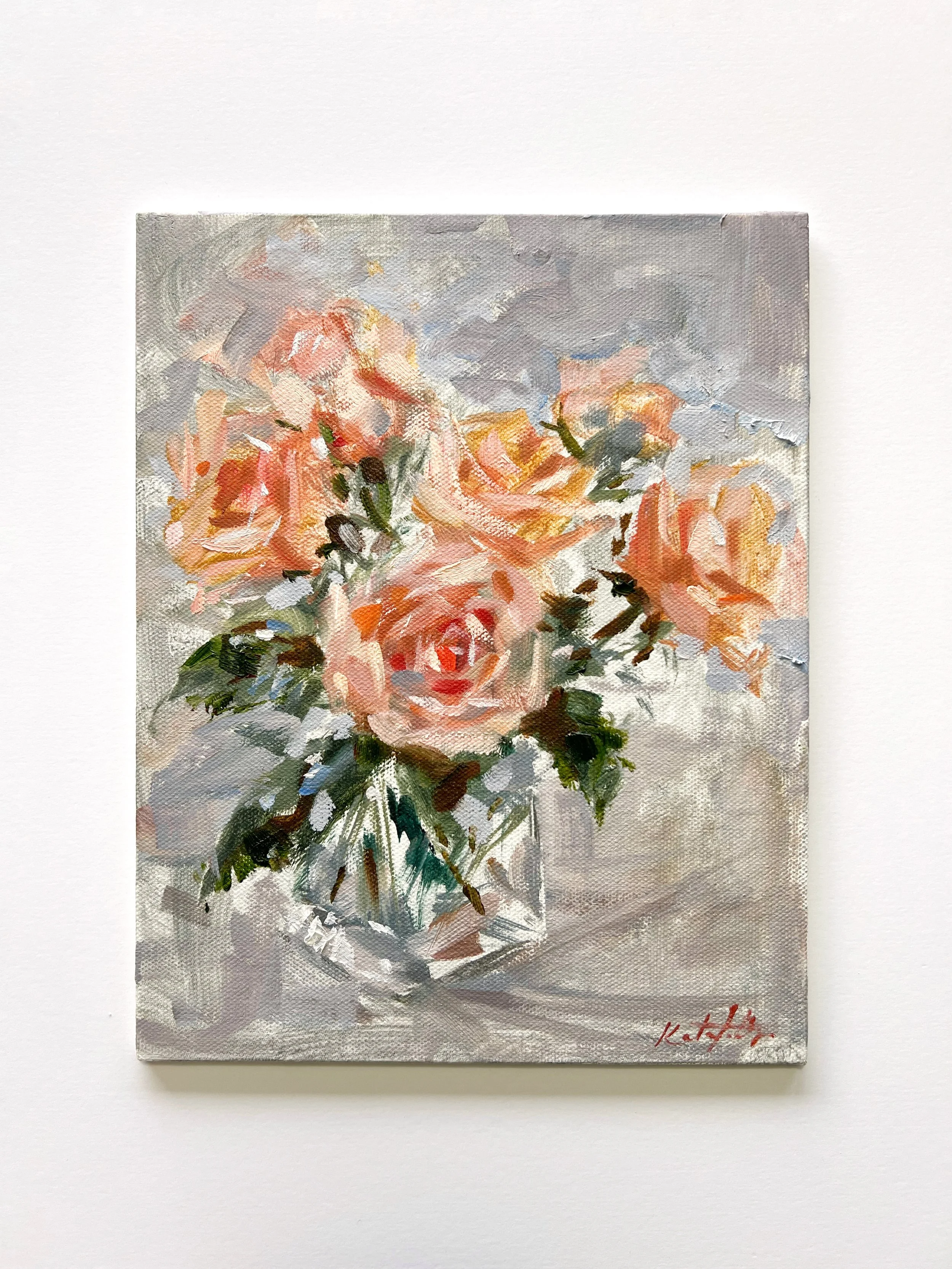 Floral Oil Painting on canvas board 8x10"