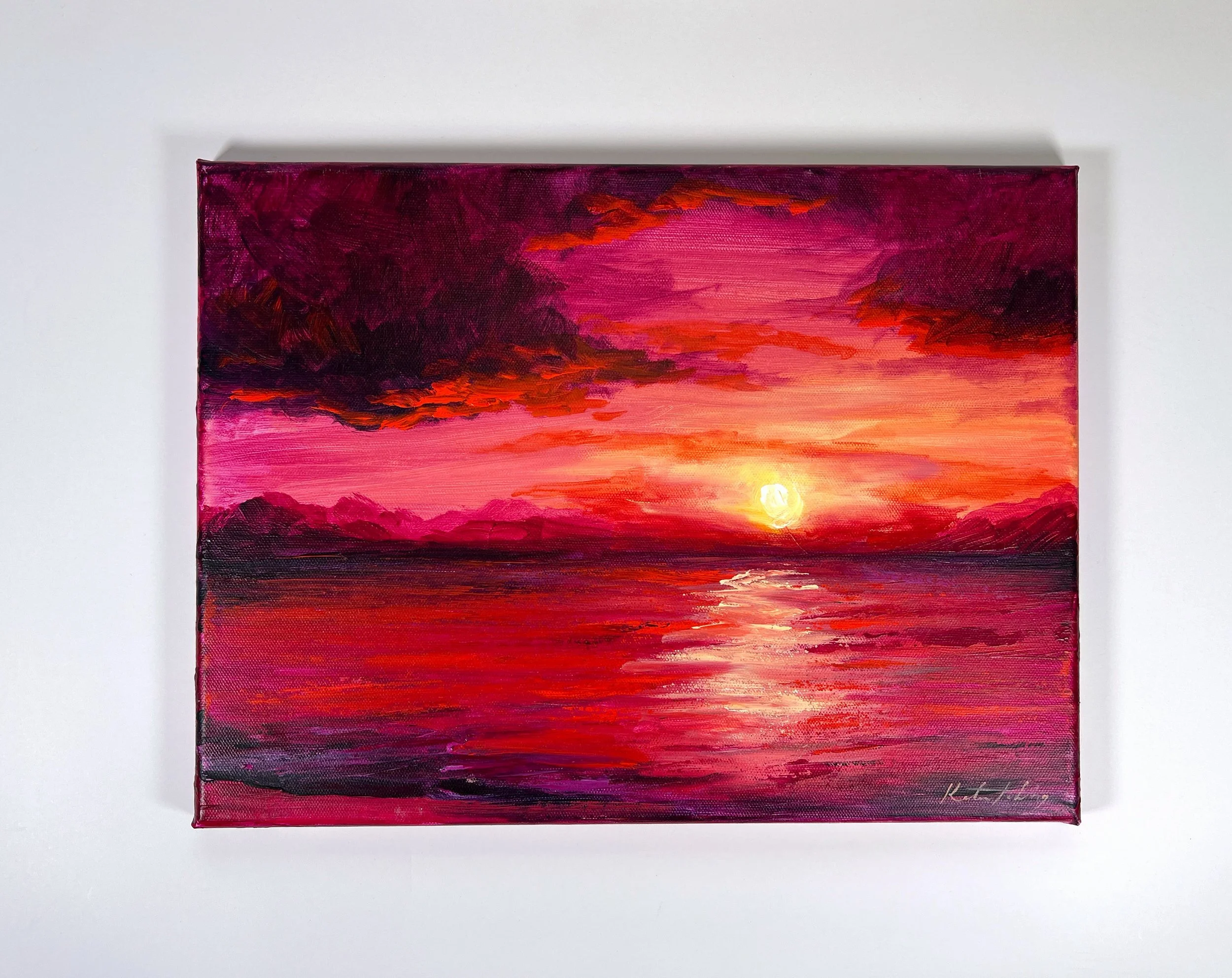 Sunset Acrylic Painting  12x16" - Tutorial Demo