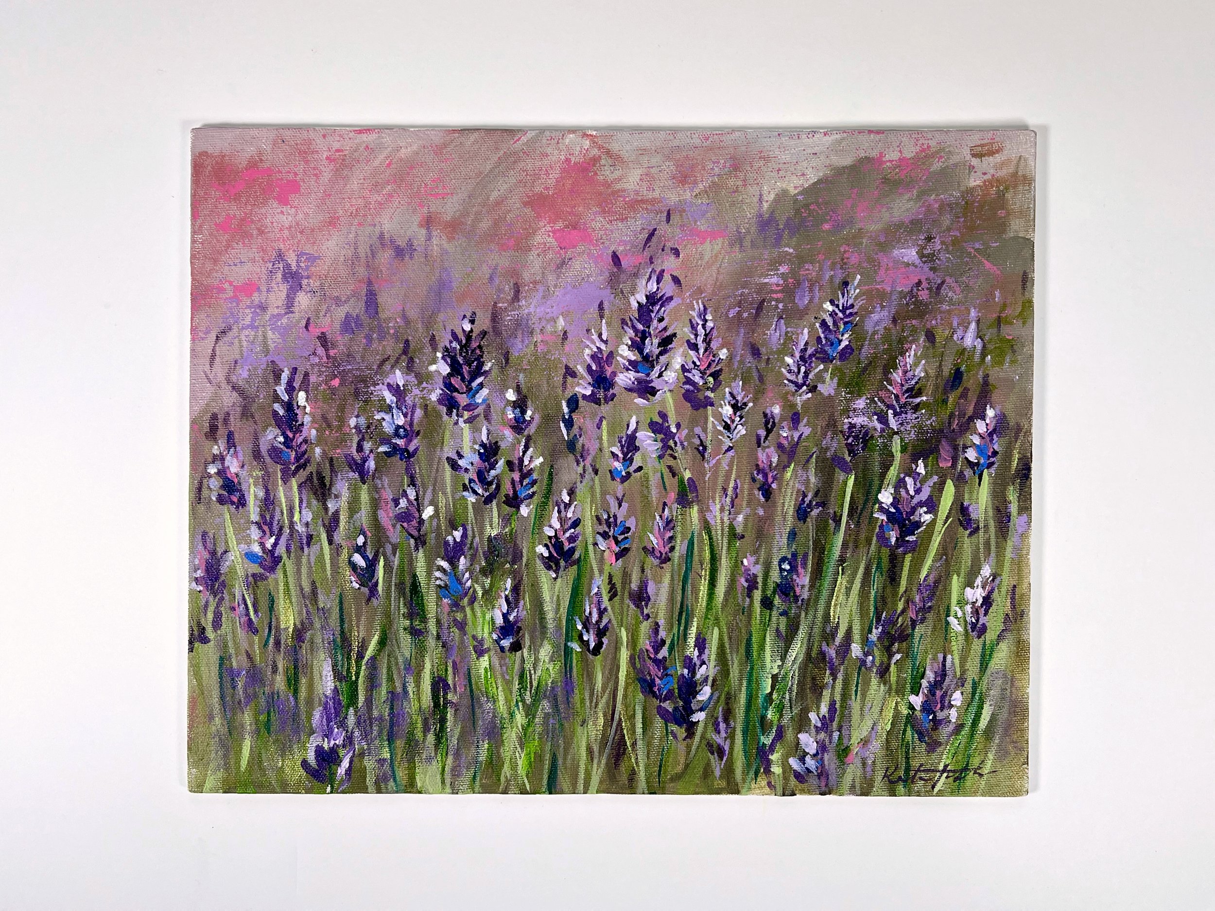 Lavender Acrylic Painting on Canvas Board 11x14" - Tutorial Demo