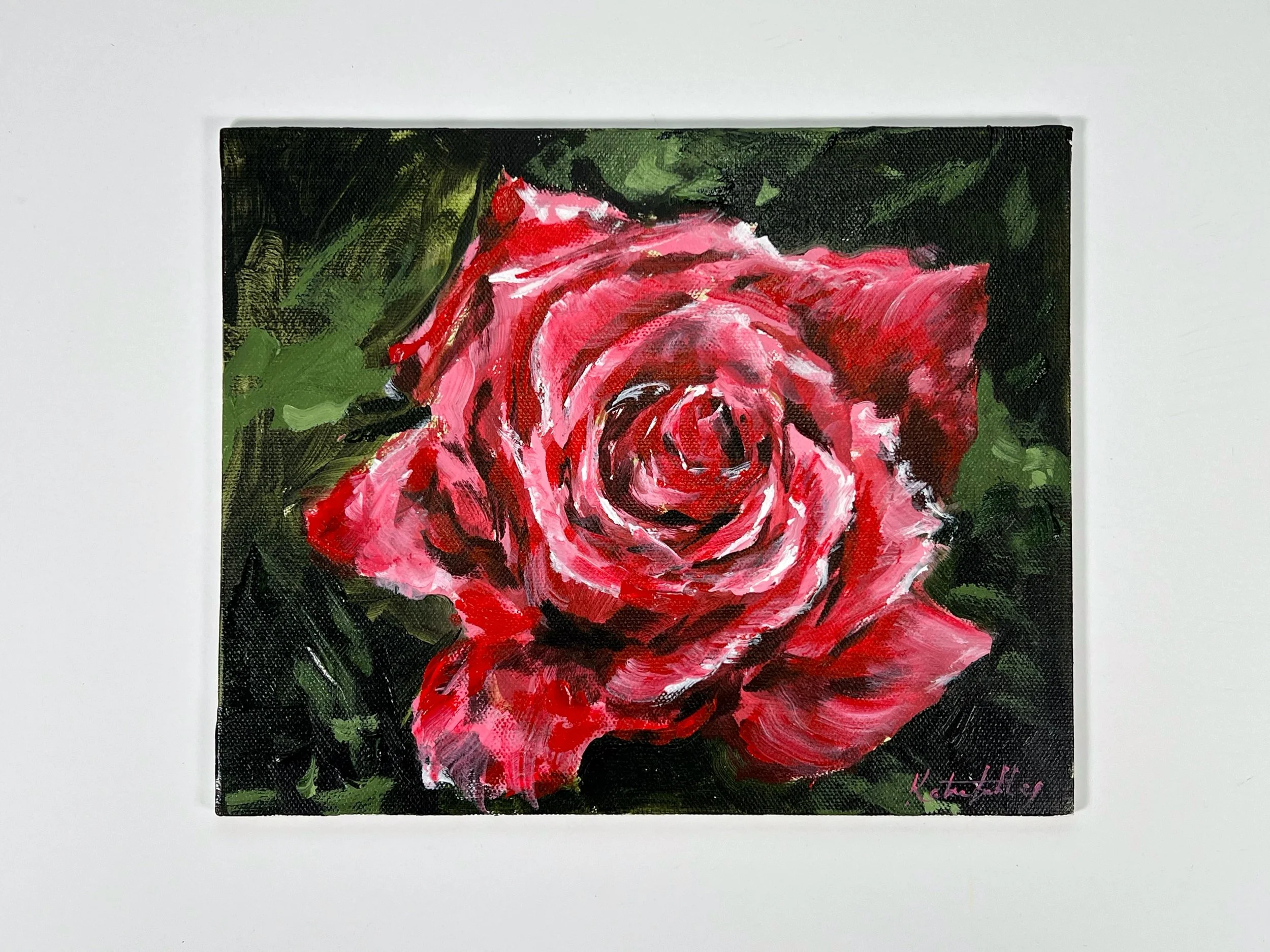 Rose Painting on Canvas Board 8x10" - Tutorial Demo