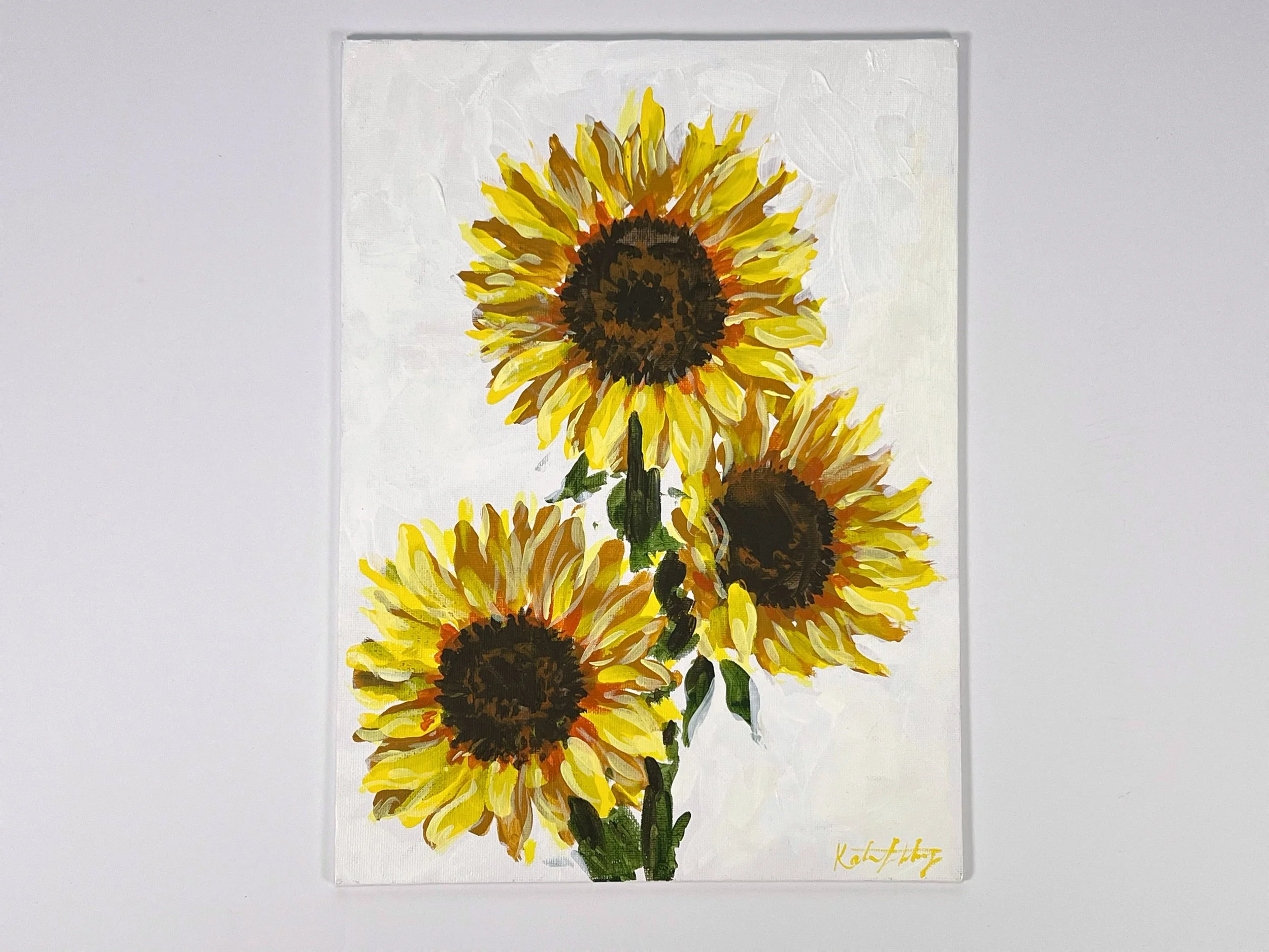 Sunflower Painting on Canvas Board 9x12" - Tutorial Demo