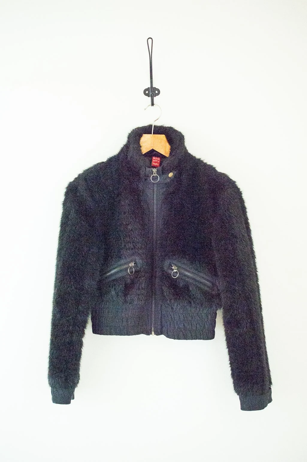 black cropped fluffy jacket
