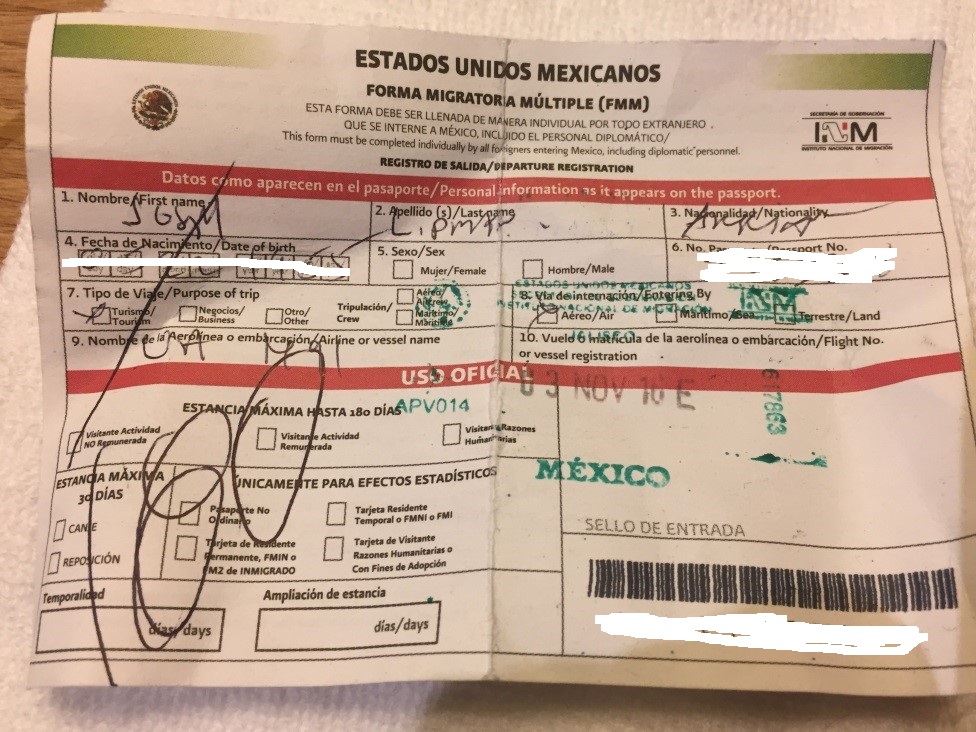 leaving mexico without tourist card