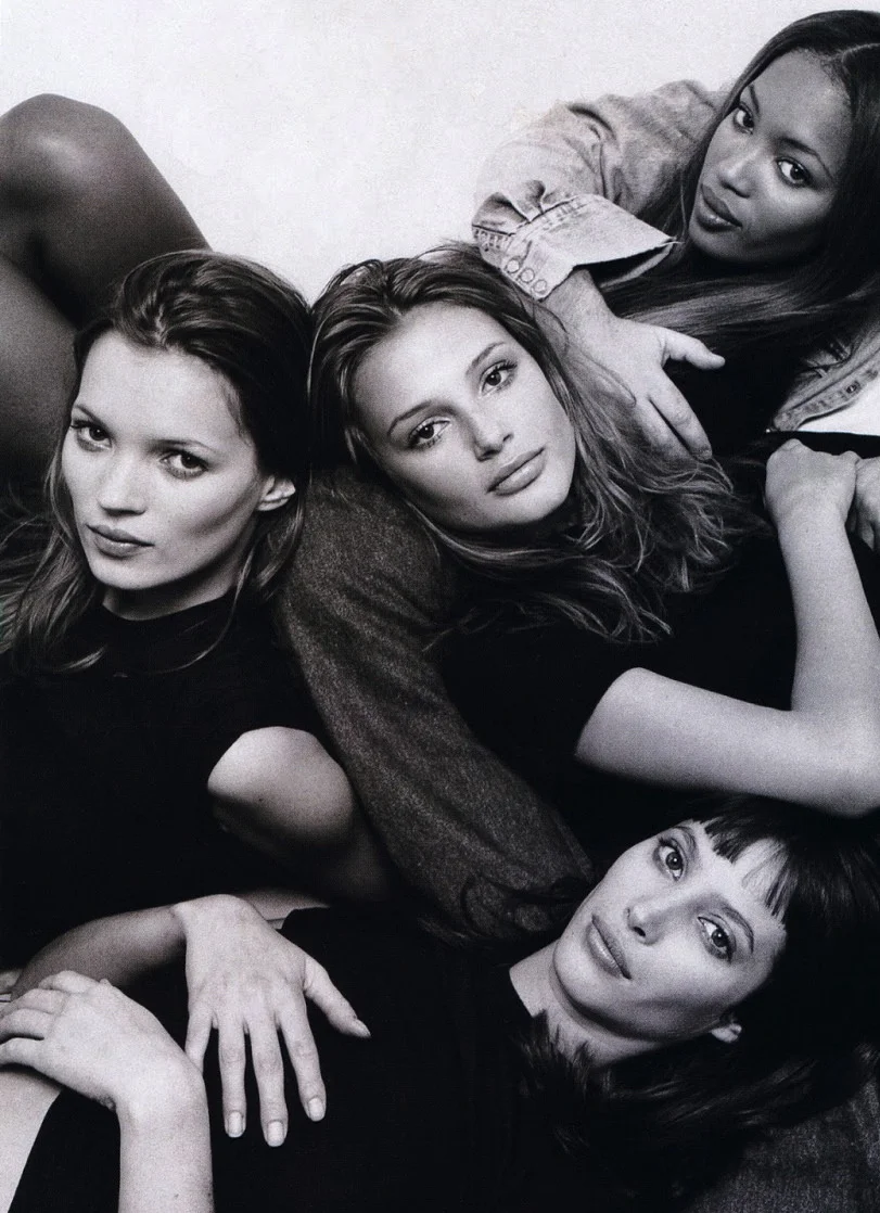 Kate Moss, Bridget Hall, Naomi Campbell and Christy Turlington photographed by Patrick Demarchelier, 1994