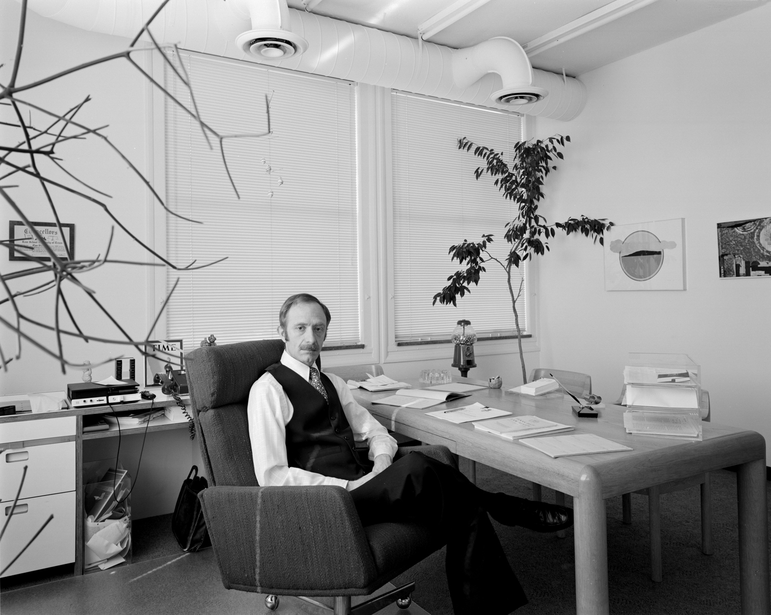 Gus Block in his office, Houston, TX, 1977